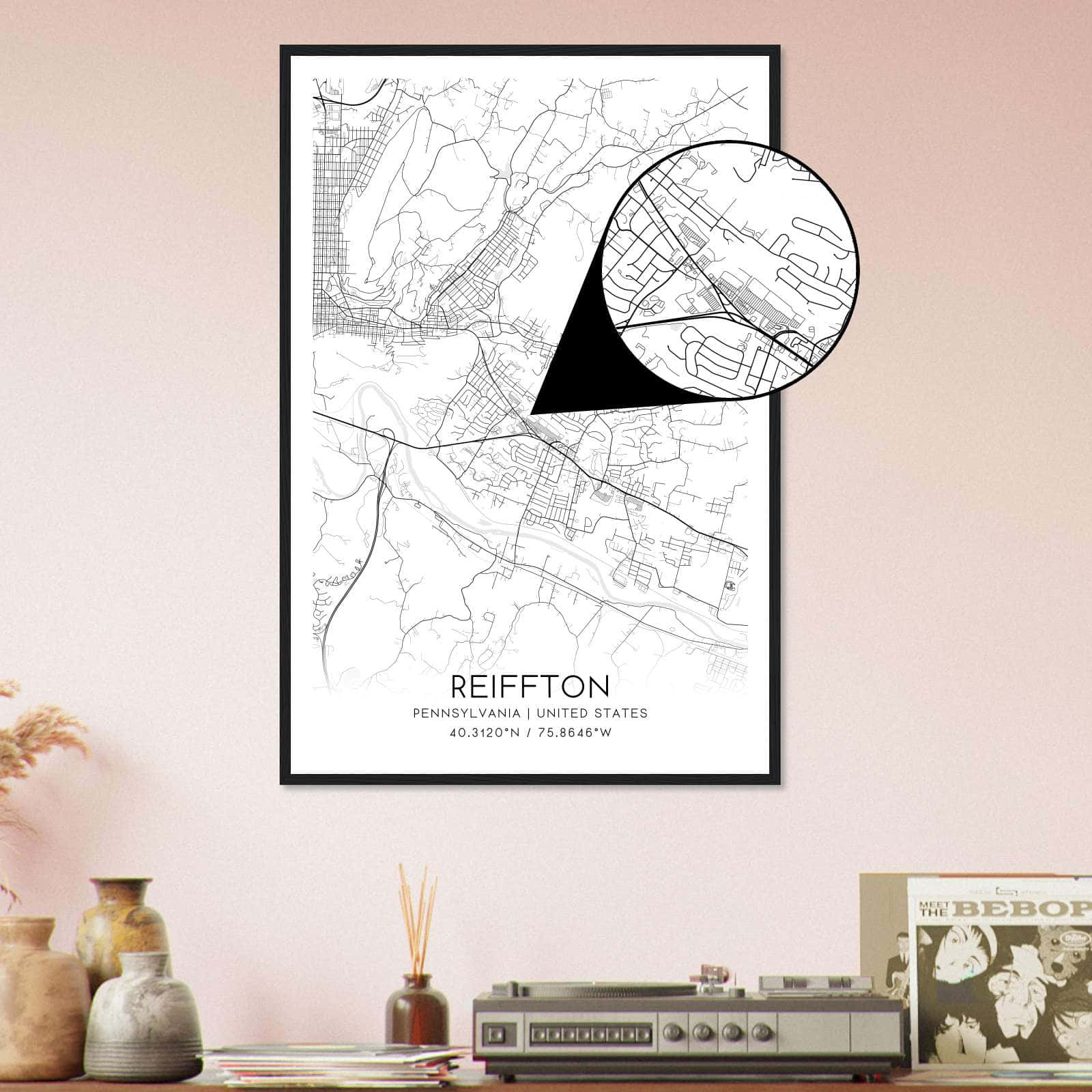 Deerfield Kansas Map Poster, Modern Home Decor Wall Art Print (Copy)