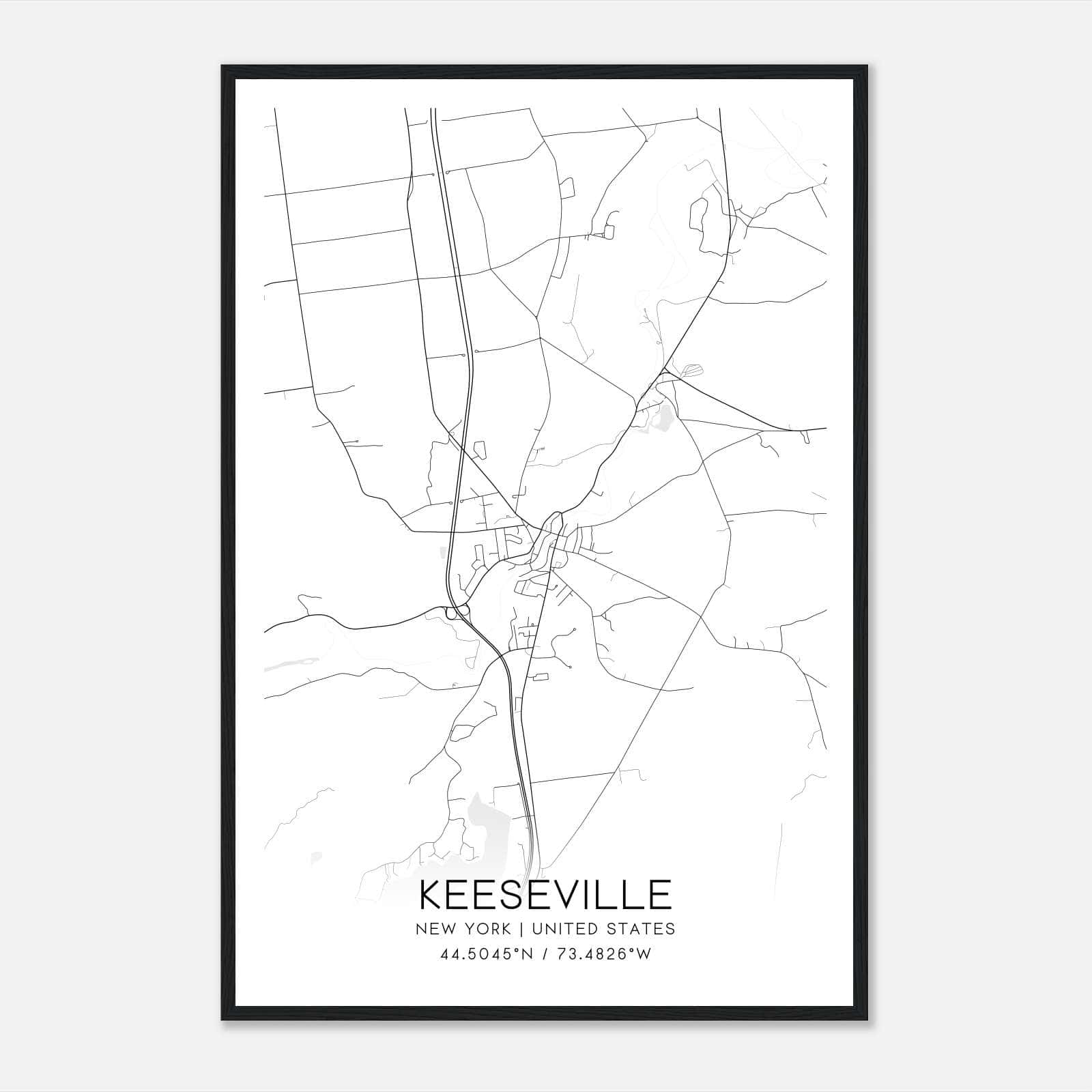 Keeseville New York Map Poster, Modern Home Decor Wall Art Print Keeseville New York Map Poster, Modern Home Decor Wall Art Print