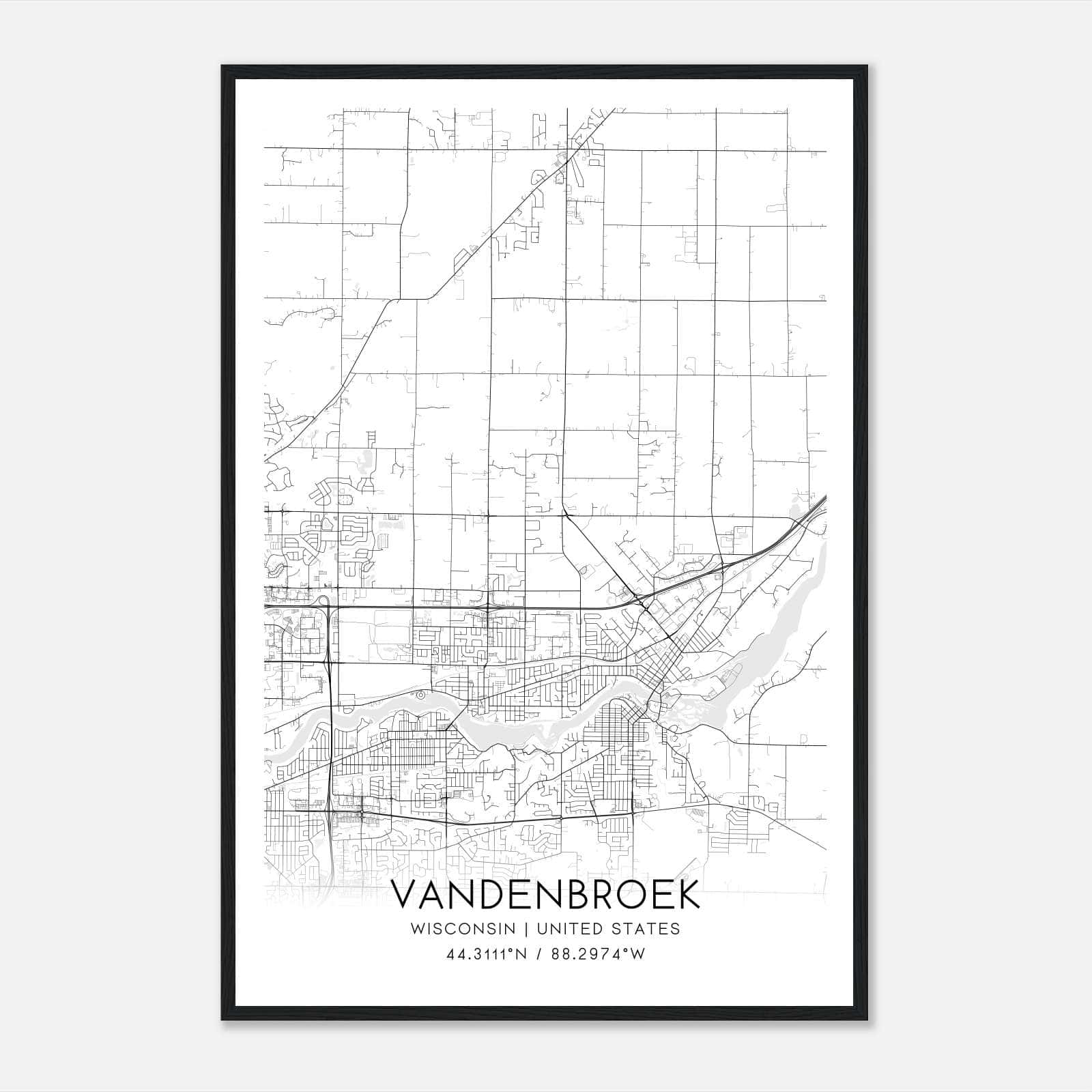 Vandenbroek Wisconsin Map Poster, Modern Home Decor Wall Art Print Vandenbroek Wisconsin Map Poster, Modern Home Decor Wall Art Print