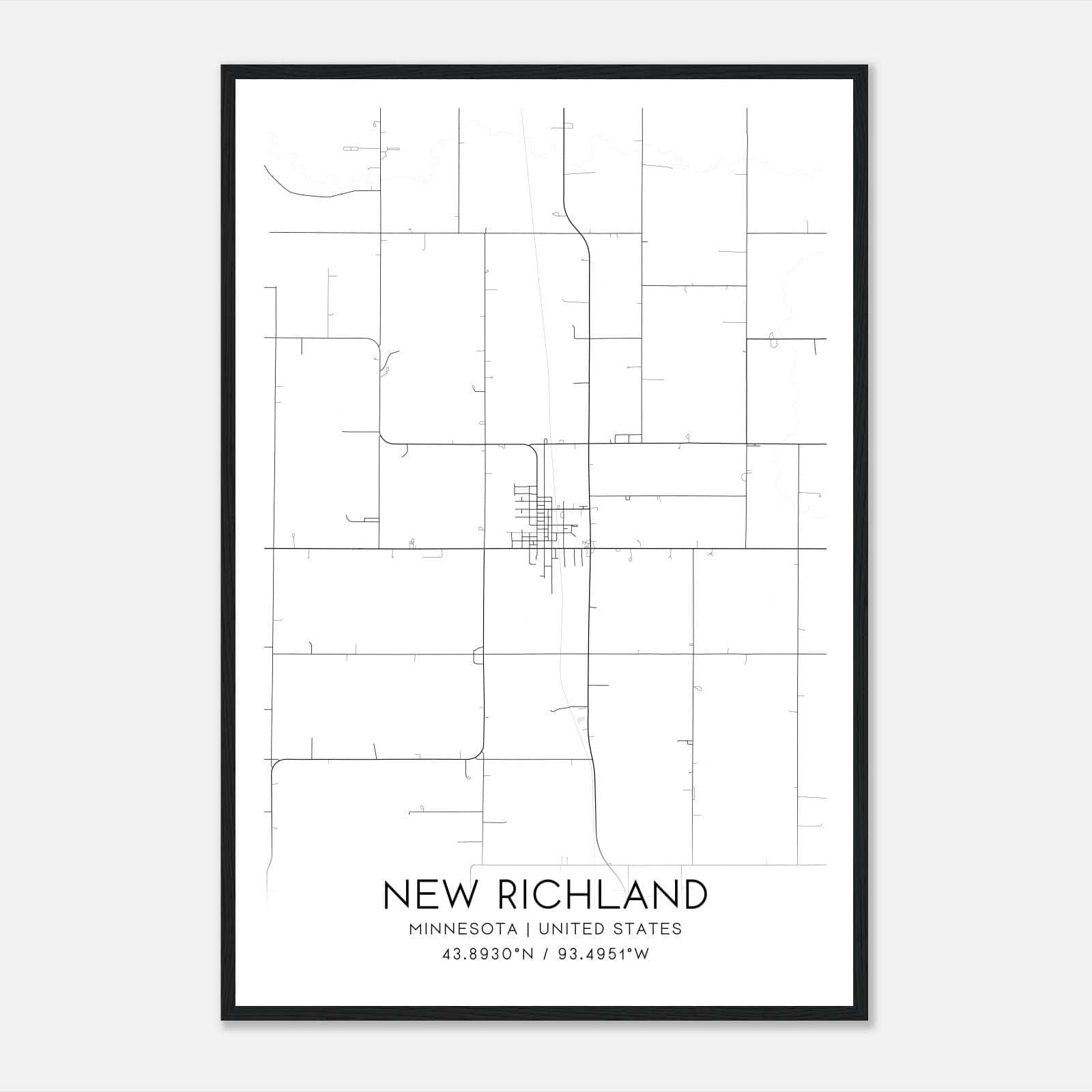 New Richland Minnesota Map Poster, Modern Home Decor Wall Art Print New Richland Minnesota Map Poster, Modern Home Decor Wall Art Print