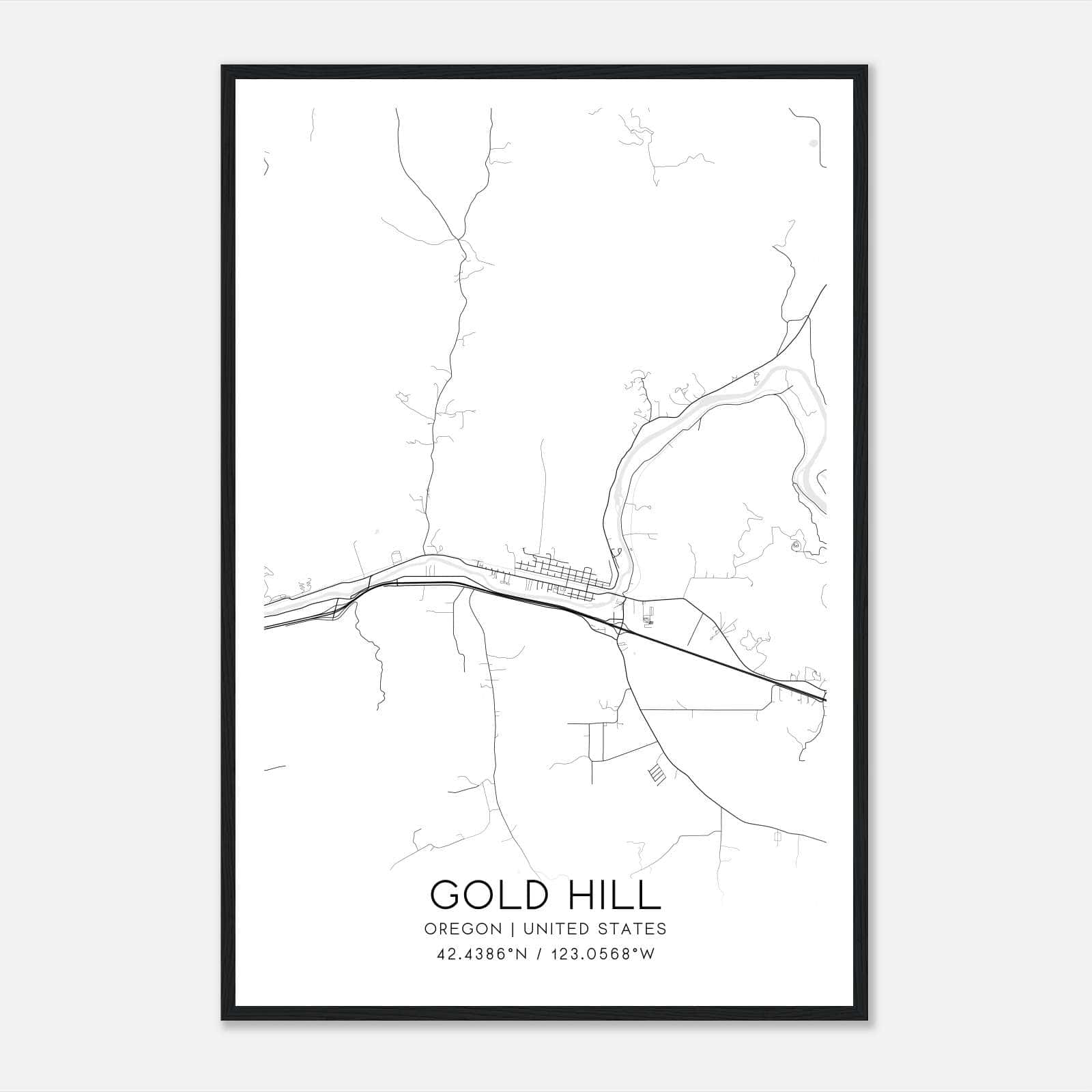 Gold Hill Oregon Map Poster, Modern Home Decor Wall Art Print Gold Hill Oregon Map Poster, Modern Home Decor Wall Art Print