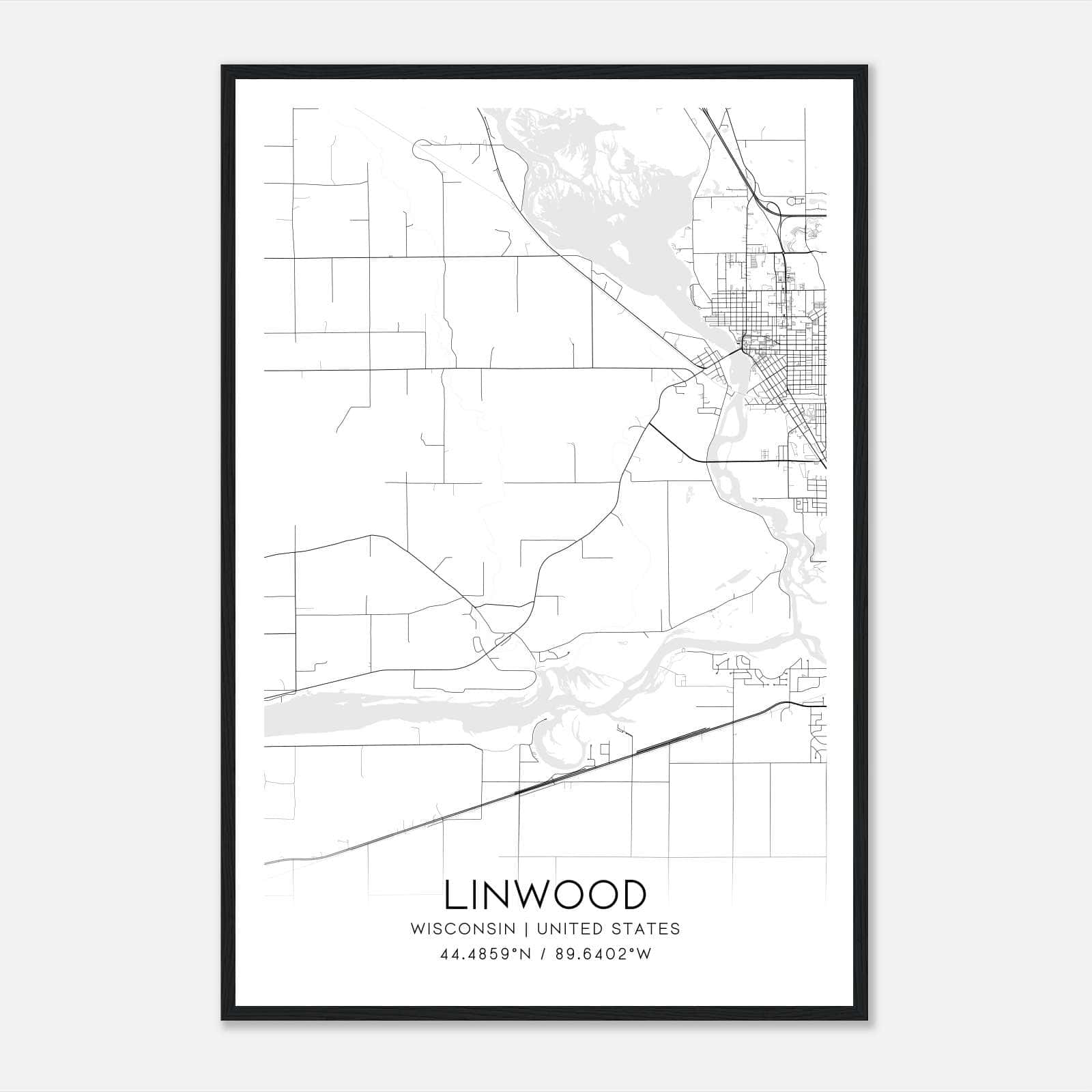 Linwood Wisconsin Map Poster, Modern Home Decor Wall Art Print Linwood Wisconsin Map Poster, Modern Home Decor Wall Art Print