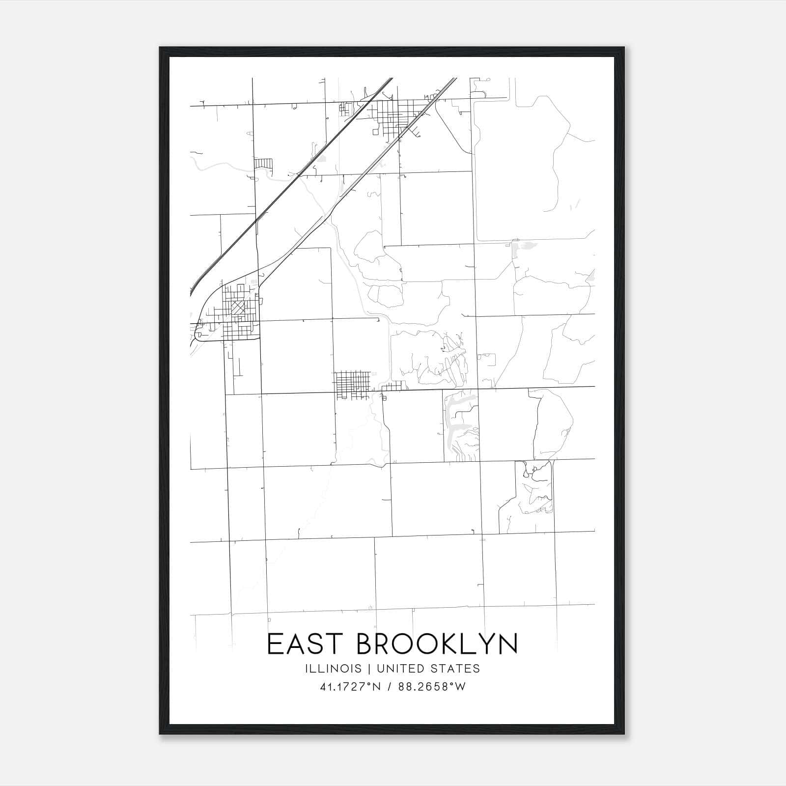 East Brooklyn Illinois Map Poster, Modern Home Decor Wall Art Print East Brooklyn Illinois Map Poster, Modern Home Decor Wall Art Print