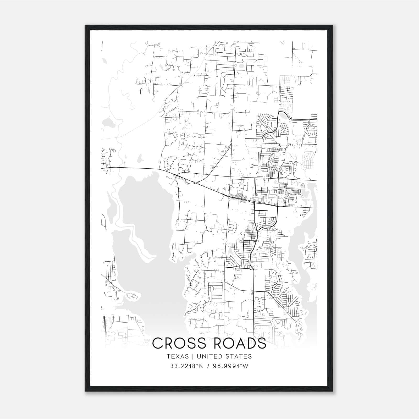Cross Roads Texas Map Poster, Modern Home Decor Wall Art Print Cross Roads Texas Map Poster, Modern Home Decor Wall Art Print