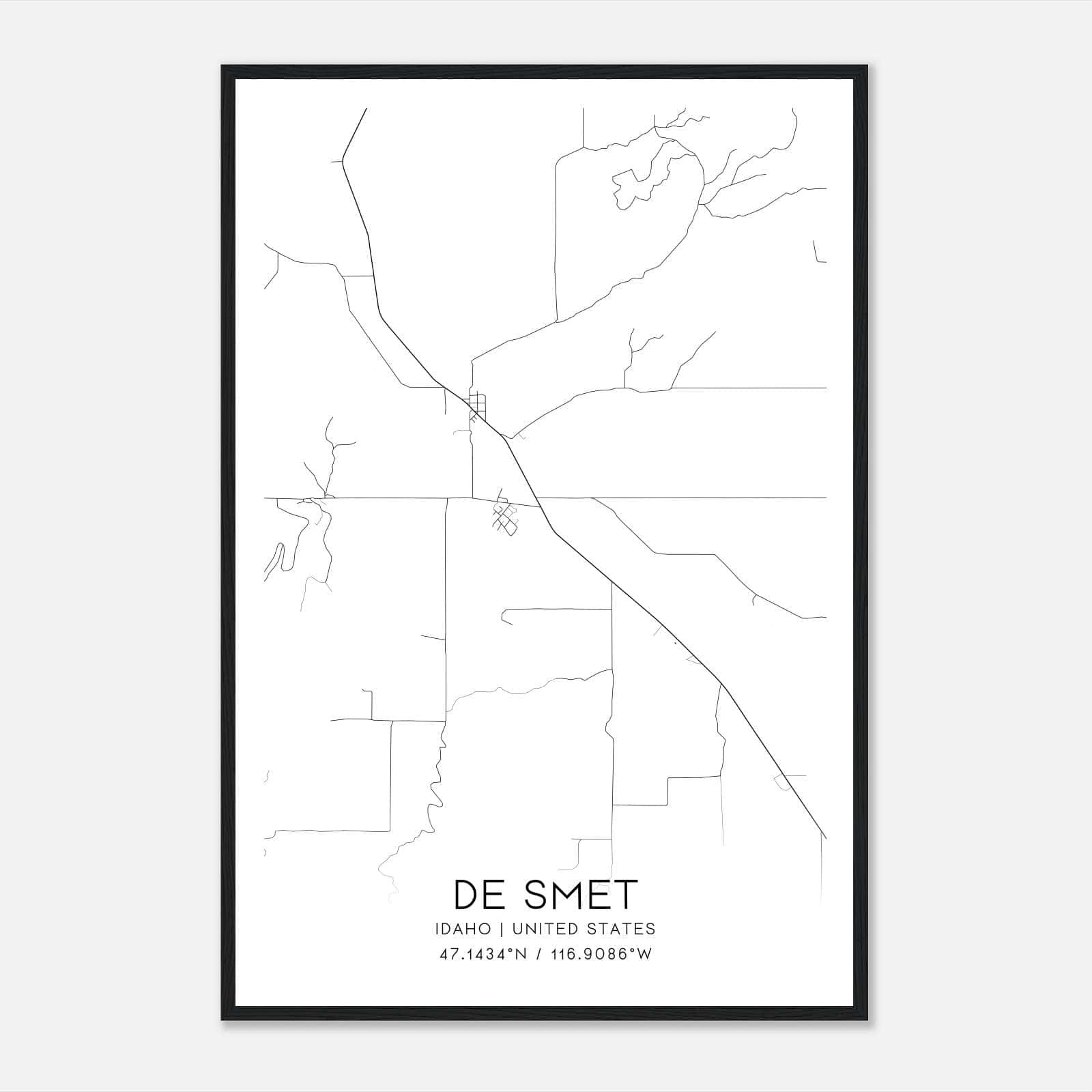 De Smet Idaho Map Poster, Modern Home Decor Wall Art Print De Smet Idaho Map Poster, Modern Home Decor Wall Art Print