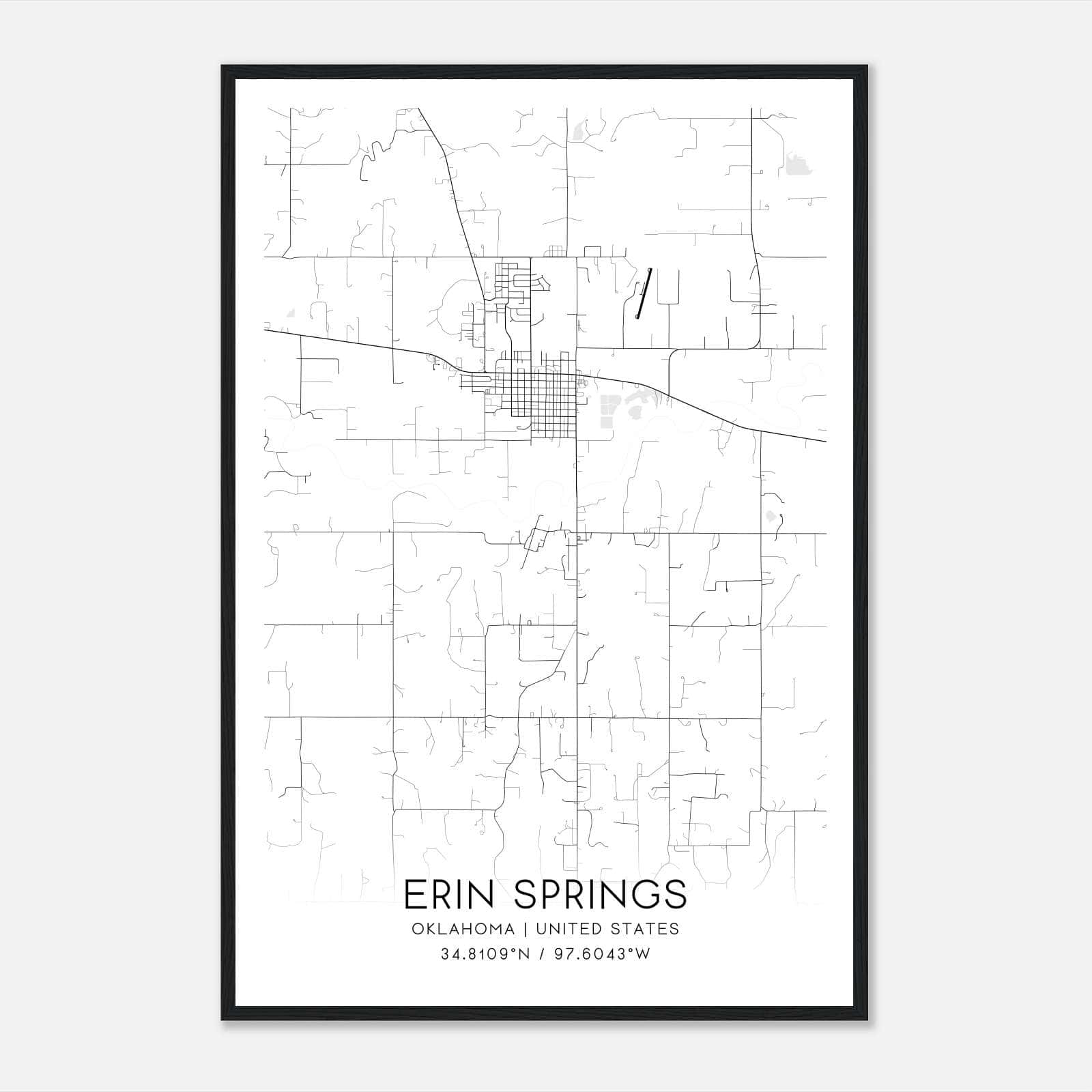 Erin Springs Oklahoma Map Poster, Modern Home Decor Wall Art Print Erin Springs Oklahoma Map Poster, Modern Home Decor Wall Art Print