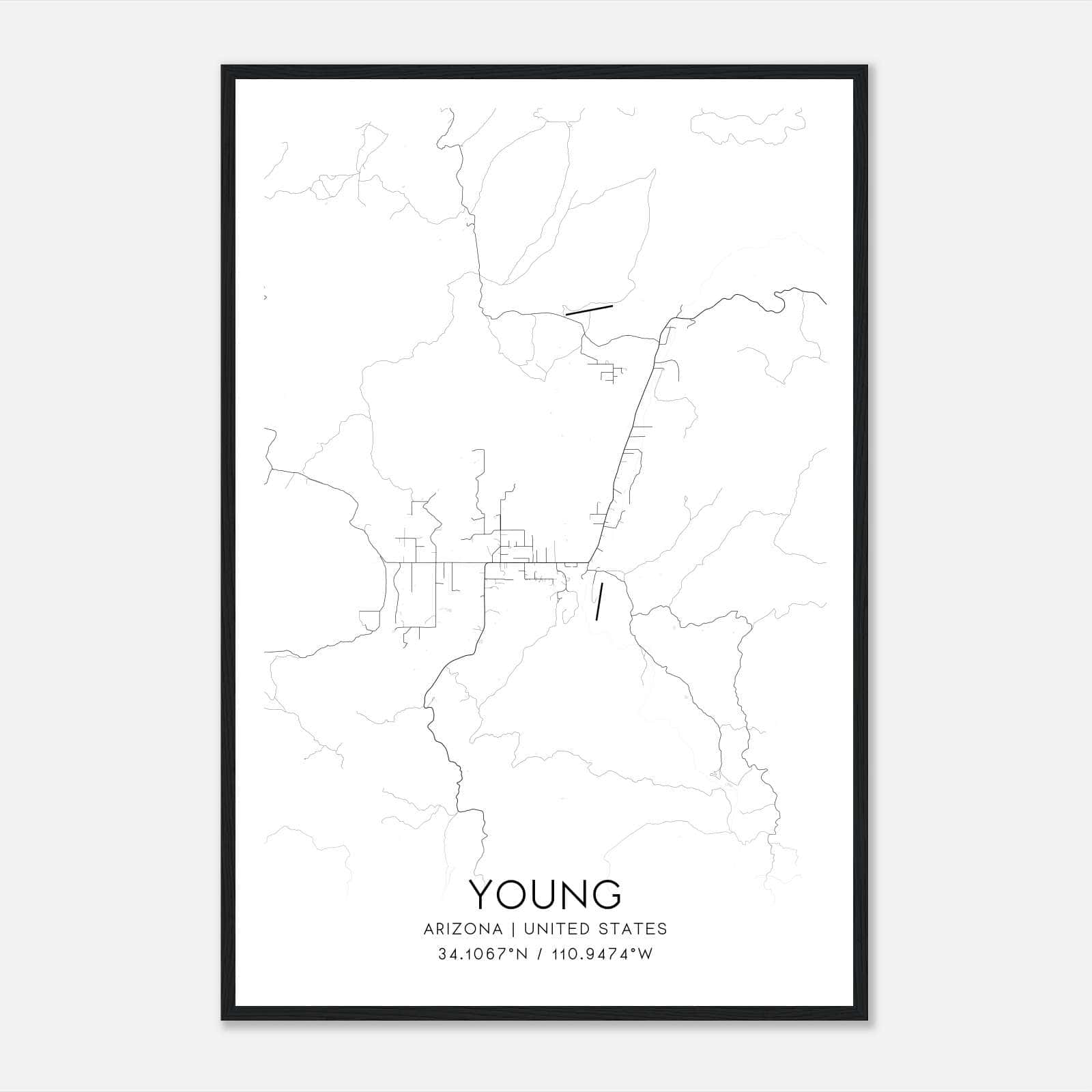 Young Arizona Map Poster, Modern Home Decor Wall Art Print