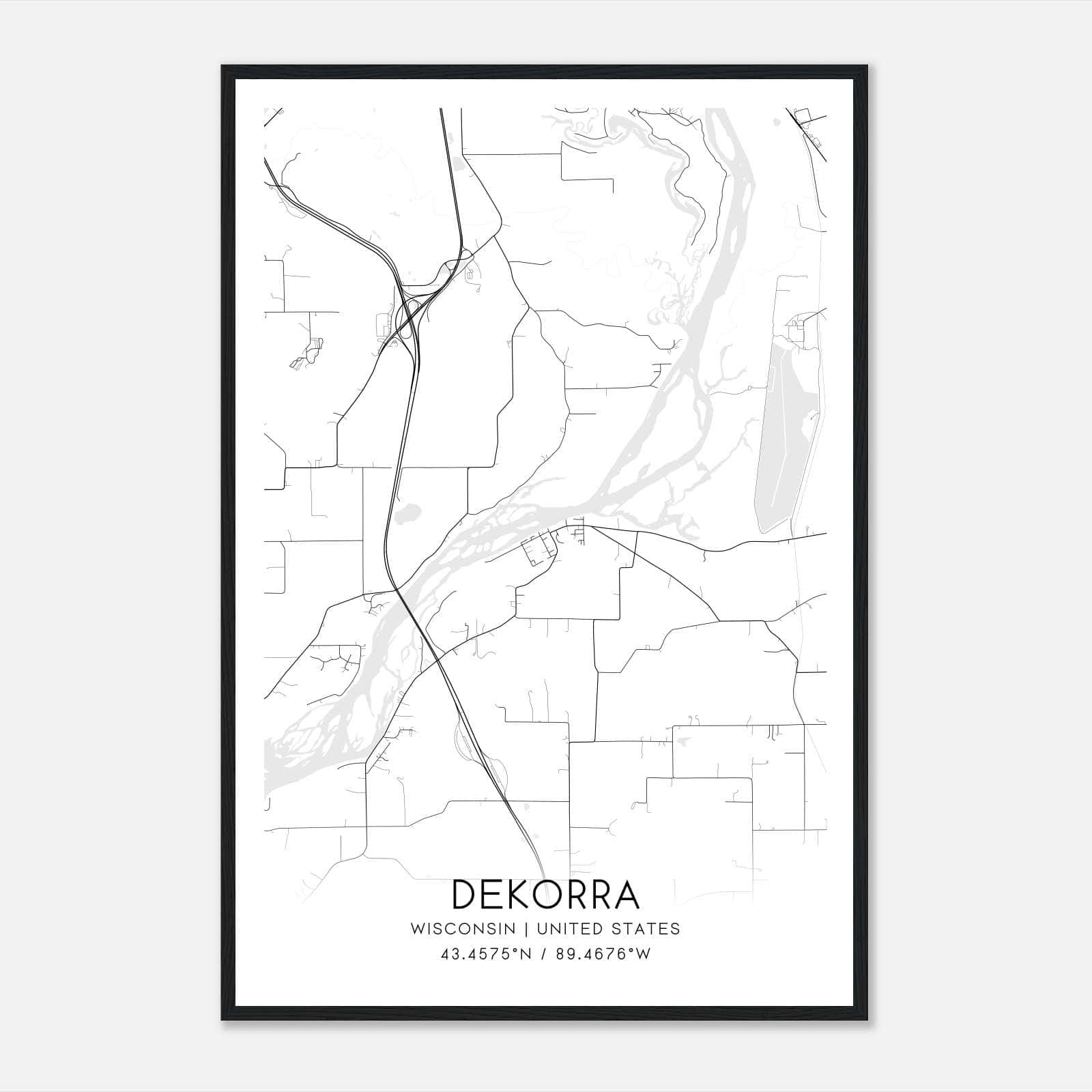Dekorra Wisconsin Map Poster, Modern Home Decor Wall Art Print Dekorra Wisconsin Map Poster, Modern Home Decor Wall Art Print