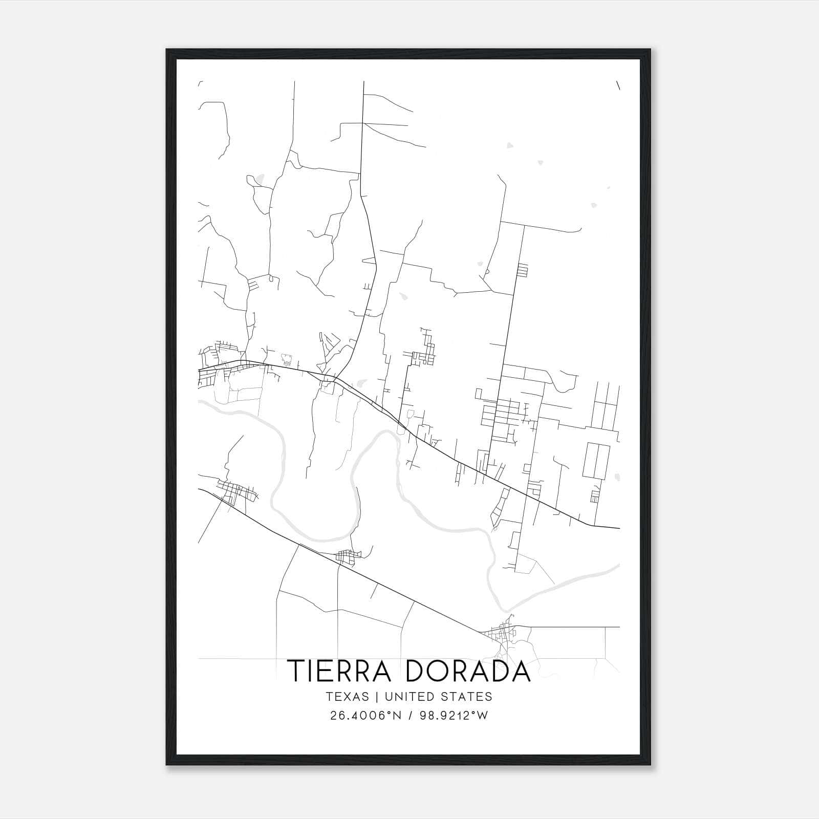 Tierra Dorada Texas Map Poster, Modern Home Decor Wall Art Print Tierra Dorada Texas Map Poster, Modern Home Decor Wall Art Print