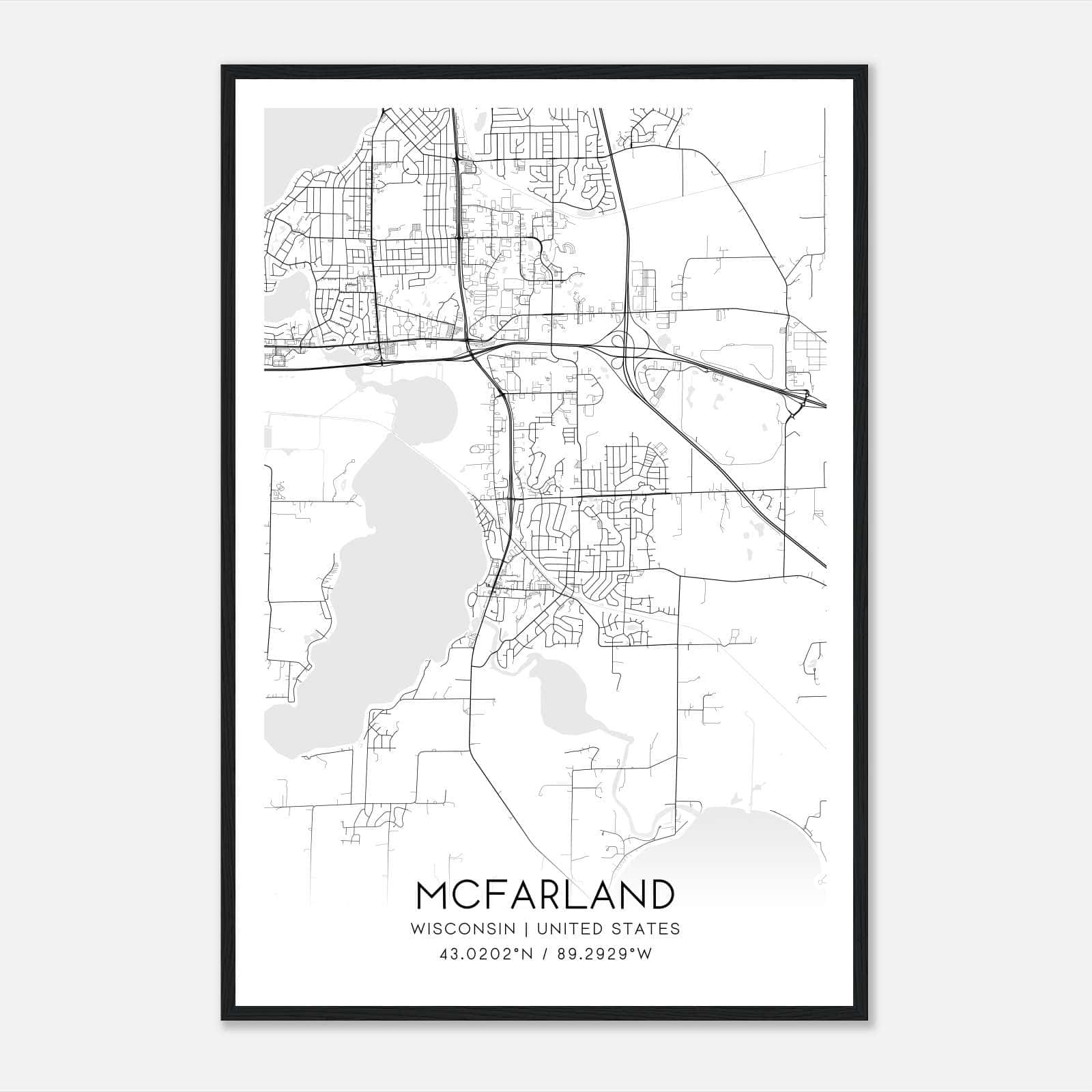 Mcfarland Wisconsin Map Poster, Modern Home Decor Wall Art Print Mcfarland Wisconsin Map Poster, Modern Home Decor Wall Art Print
