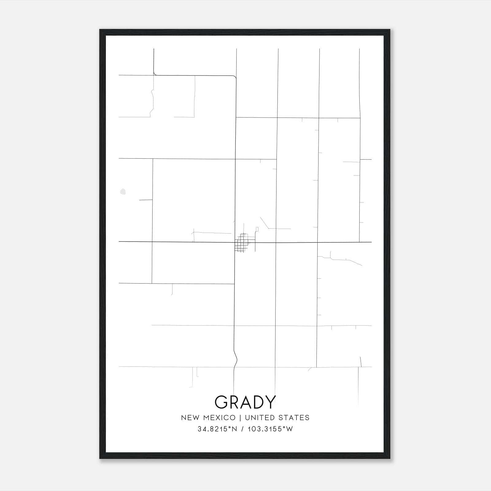 Grady New Mexico Map Poster, Modern Home Decor Wall Art Print Grady New Mexico Map Poster, Modern Home Decor Wall Art Print