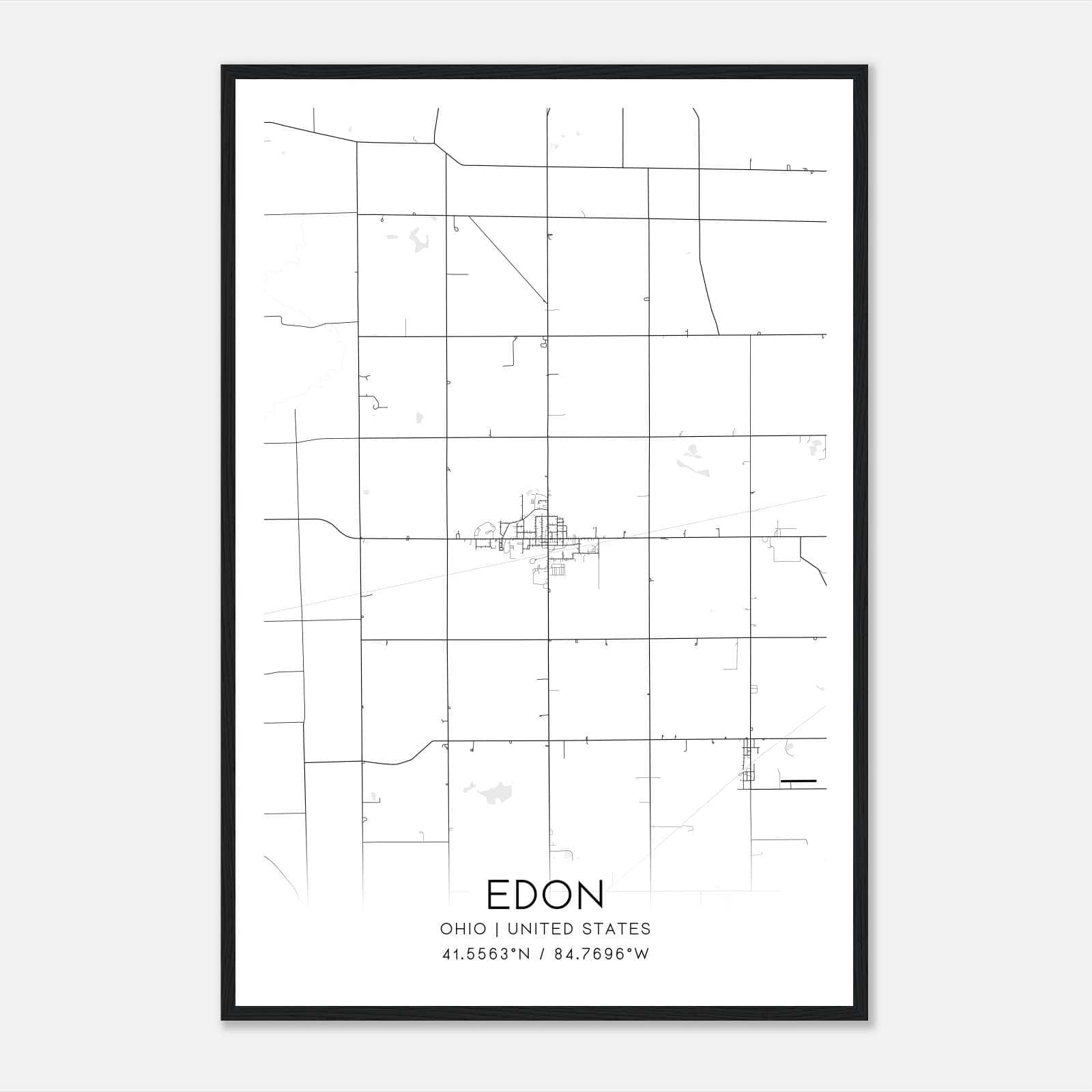 Edon Ohio Map Poster, Modern Home Decor Wall Art Print Edon Ohio Map Poster, Modern Home Decor Wall Art Print