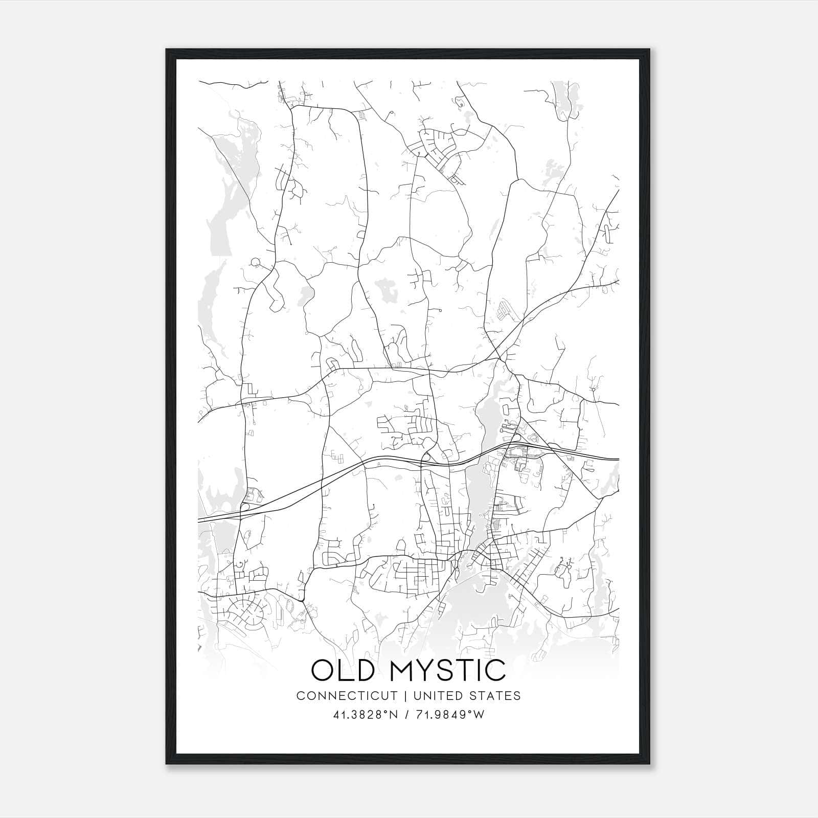Old Mystic Connecticut Map Poster, Modern Home Decor Wall Art Print Old Mystic Connecticut Map Poster, Modern Home Decor Wall Art Print