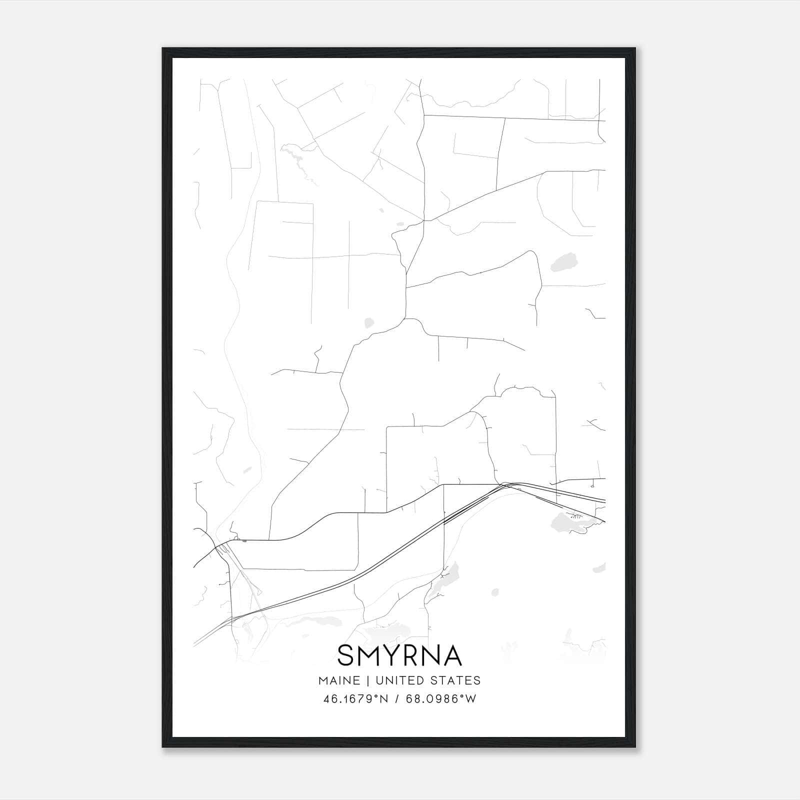 Smyrna Maine Map Poster, Modern Home Decor Wall Art Print Smyrna Maine Map Poster, Modern Home Decor Wall Art Print