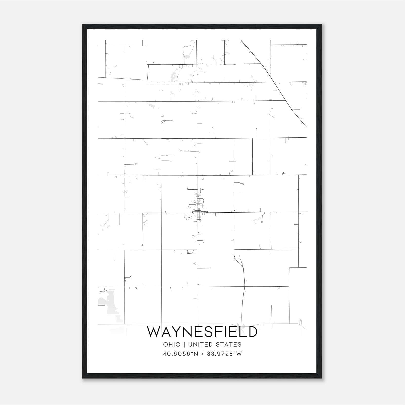 Waynesfield Ohio Map Poster, Modern Home Decor Wall Art Print Waynesfield Ohio Map Poster, Modern Home Decor Wall Art Print