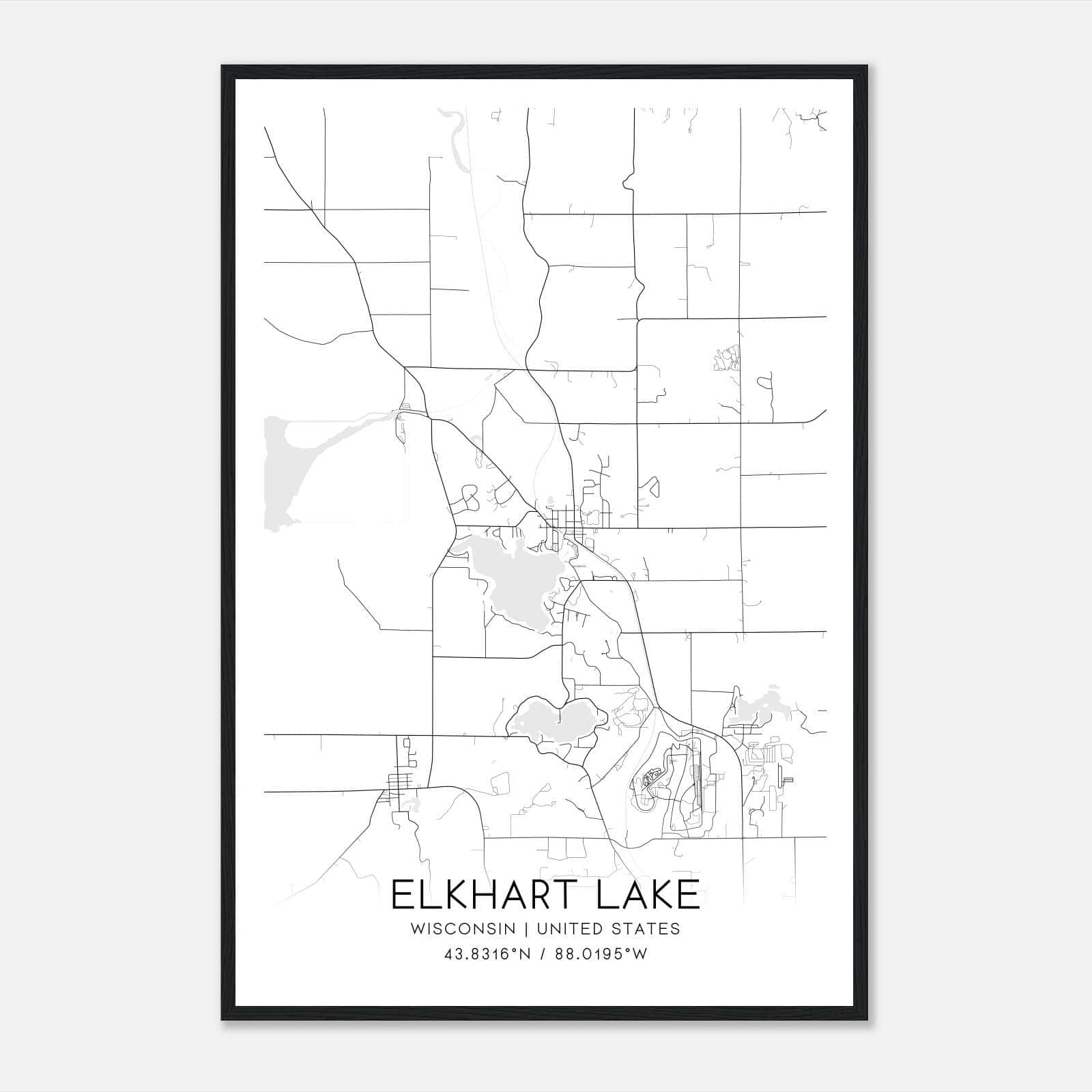 Elkhart Lake Wisconsin Map Poster, Modern Home Decor Wall Art Print Elkhart Lake Wisconsin Map Poster, Modern Home Decor Wall Art Print