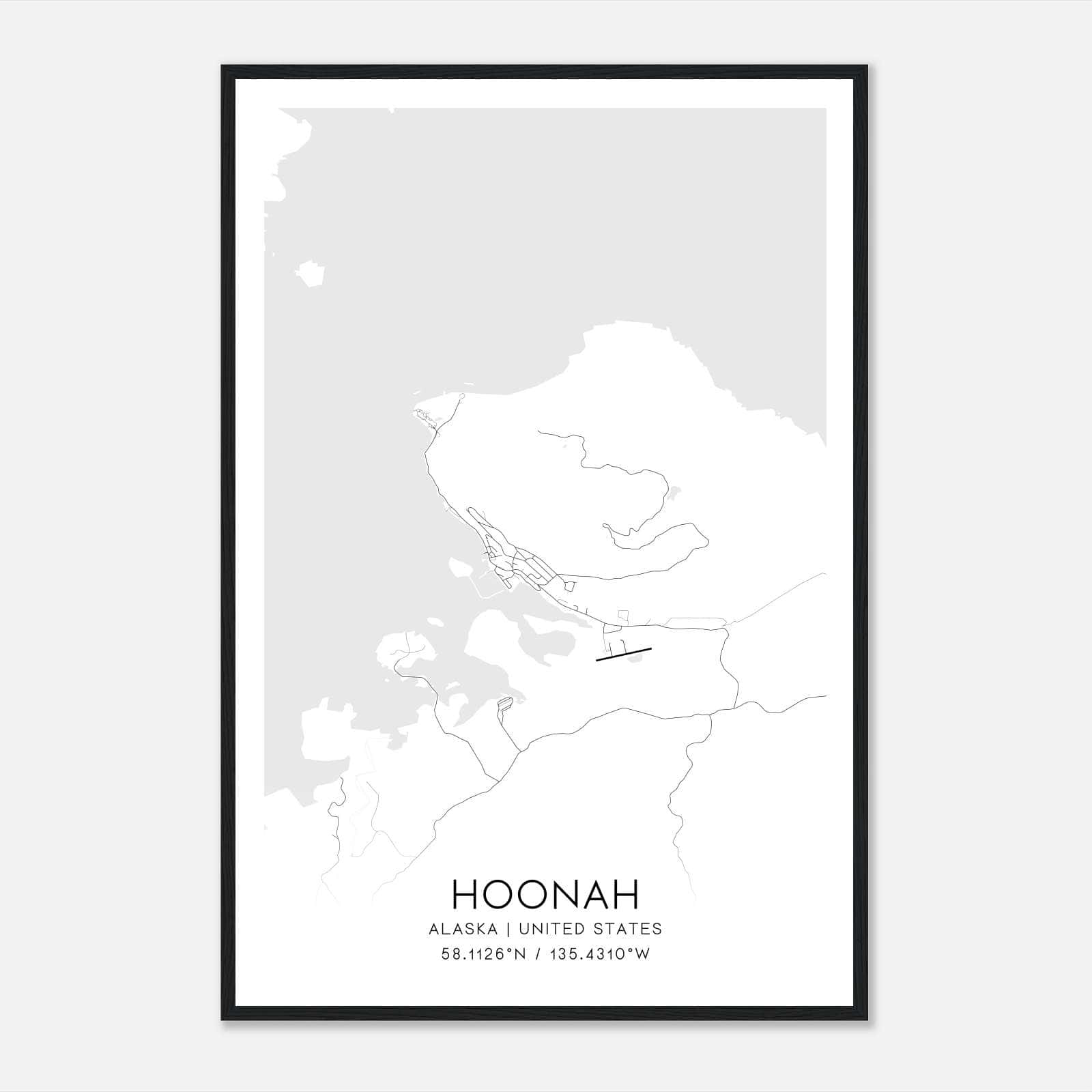 Hoonah Alaska Map Poster, Modern Home Decor Wall Art Print Hoonah Alaska Map Poster, Modern Home Decor Wall Art Print