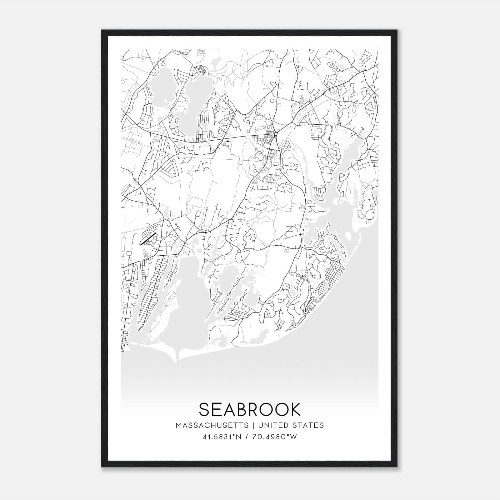Seabrook Massachusetts Map Poster, Modern Home Decor Wall Art Print Seabrook Massachusetts Map Poster, Modern Home Decor Wall Art Print