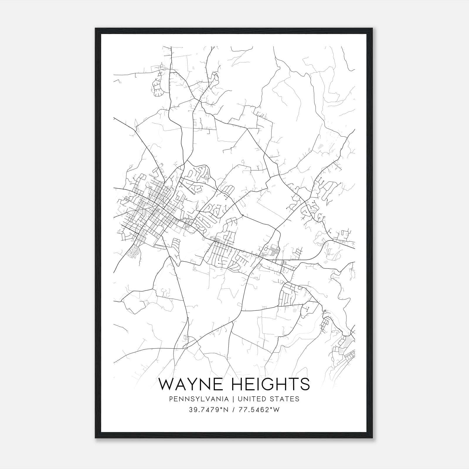Wayne Heights Pennsylvania Map Poster, Modern Home Decor Wall Art Print Wayne Heights Pennsylvania Map Poster, Modern Home Decor Wall Art Print