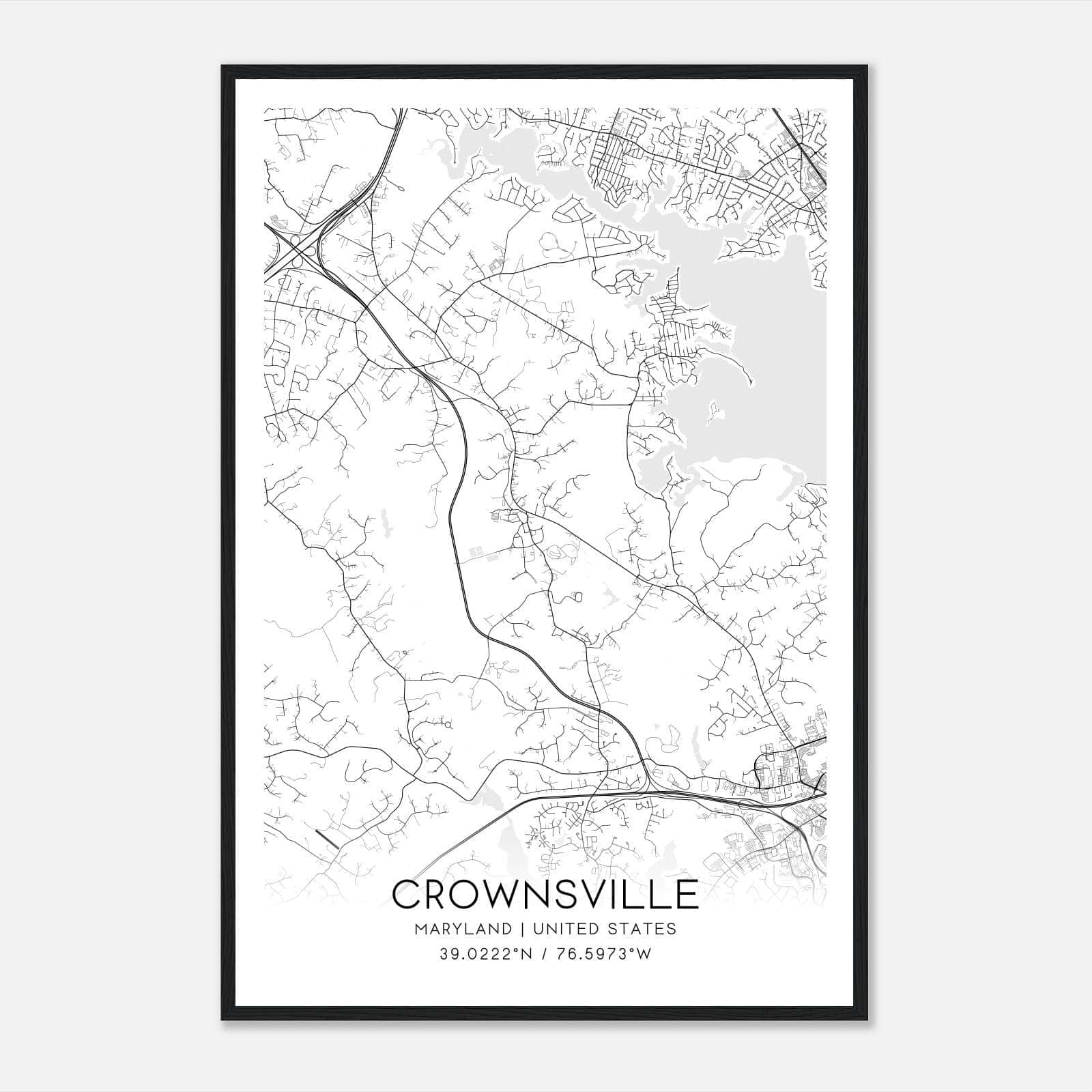 Crownsville Maryland Map Poster, Modern Home Decor Wall Art Print Crownsville Maryland Map Poster, Modern Home Decor Wall Art Print