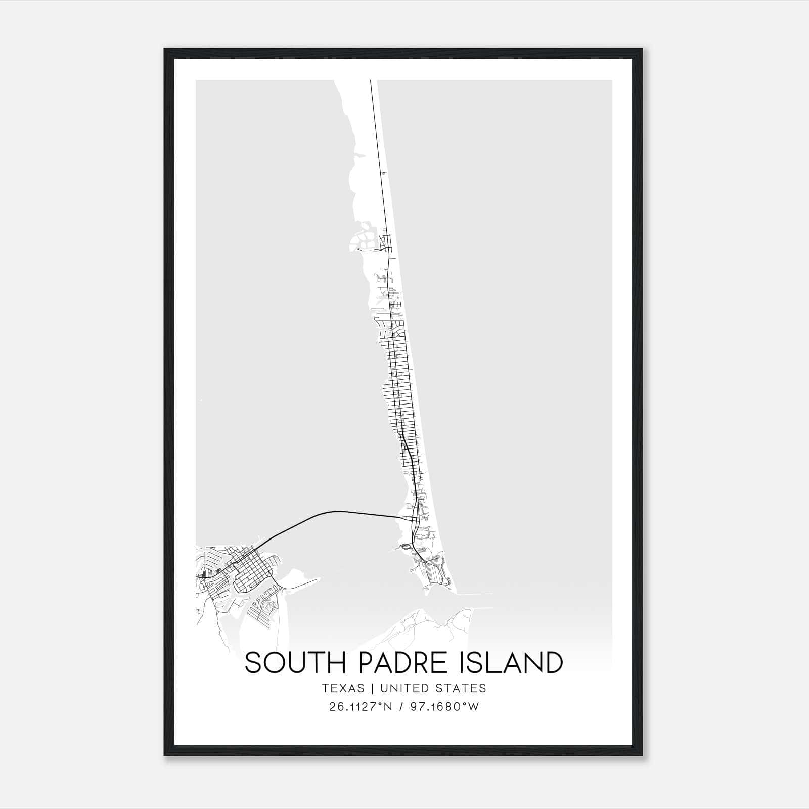 South Padre Island Texas Map Poster, Modern Home Decor Wall Art Print South Padre Island Texas Map Poster, Modern Home Decor Wall Art Print
