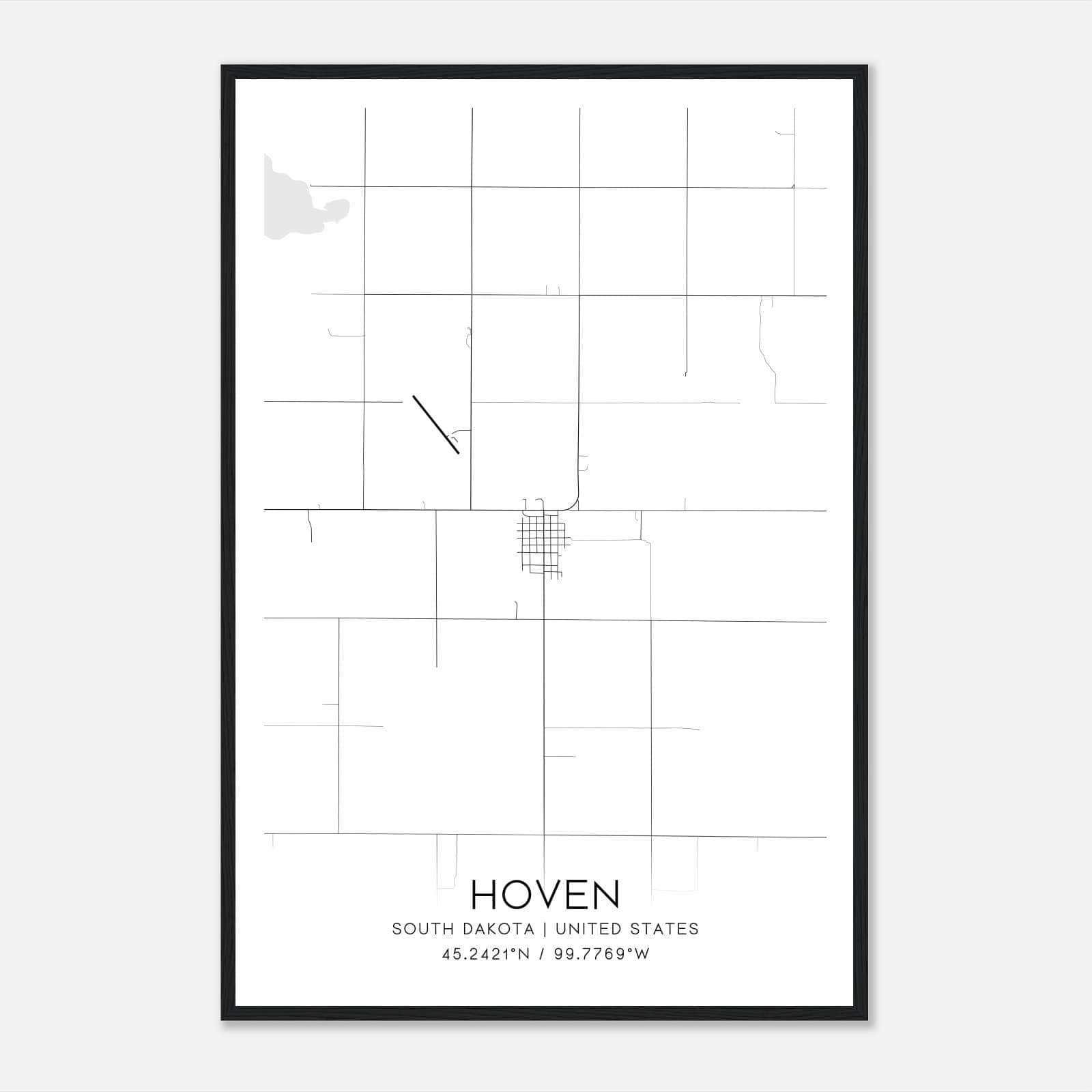 Hoven South Dakota Map Poster, Modern Home Decor Wall Art Print Hoven South Dakota Map Poster, Modern Home Decor Wall Art Print