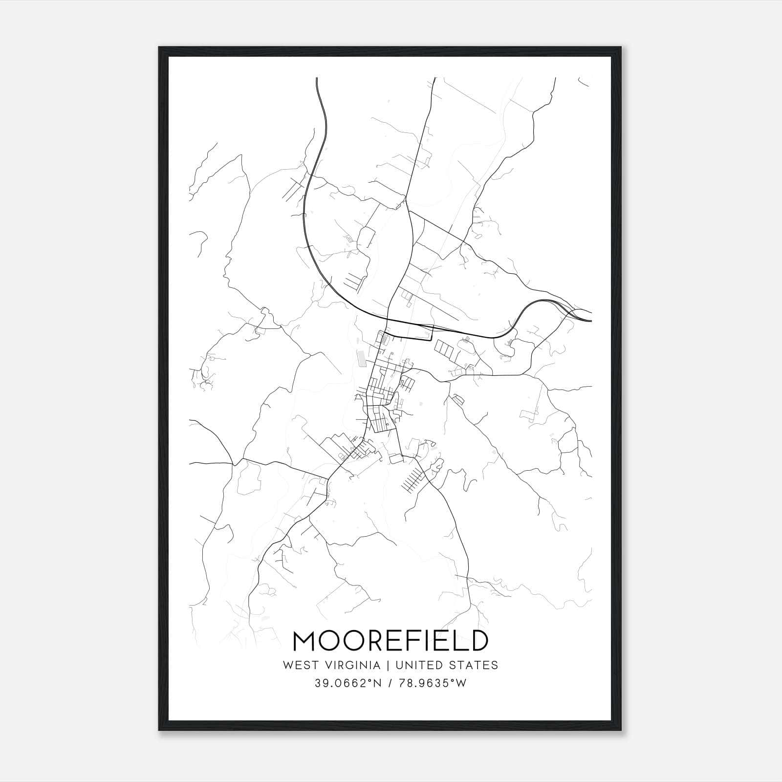 Moorefield West Virginia Map Poster, Modern Home Decor Wall Art Print Moorefield West Virginia Map Poster, Modern Home Decor Wall Art Print
