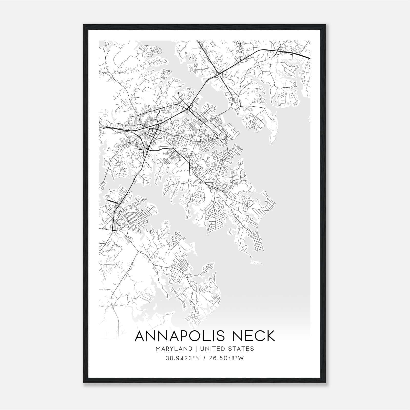 Annapolis Neck Maryland Map Poster, Modern Home Decor Wall Art Print Annapolis Neck Maryland Map Poster, Modern Home Decor Wall Art Print