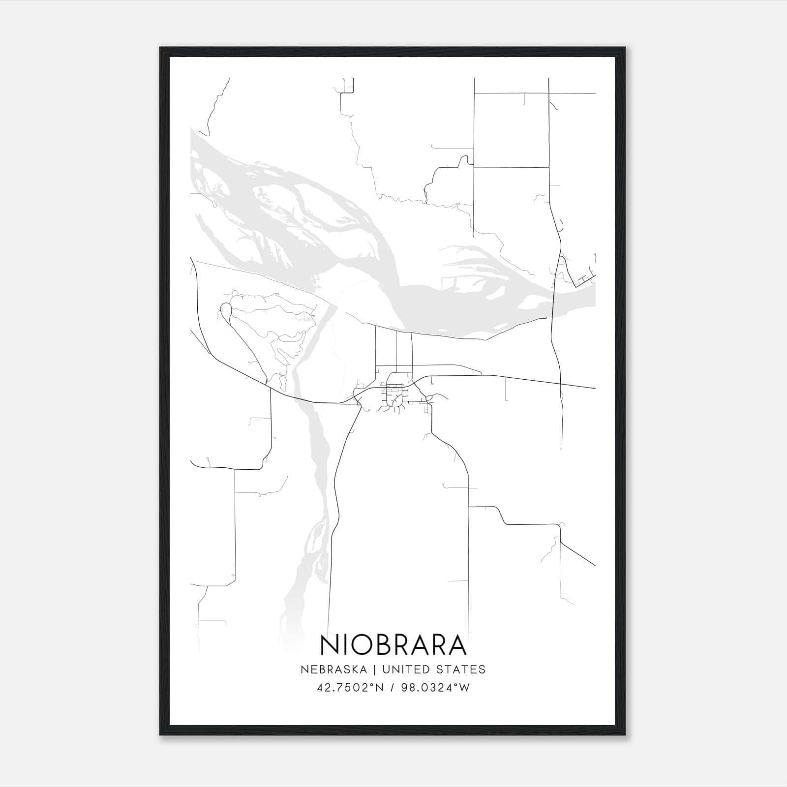 Niobrara Nebraska Map Poster, Modern Home Decor Wall Art Print Niobrara Nebraska Map Poster, Modern Home Decor Wall Art Print
