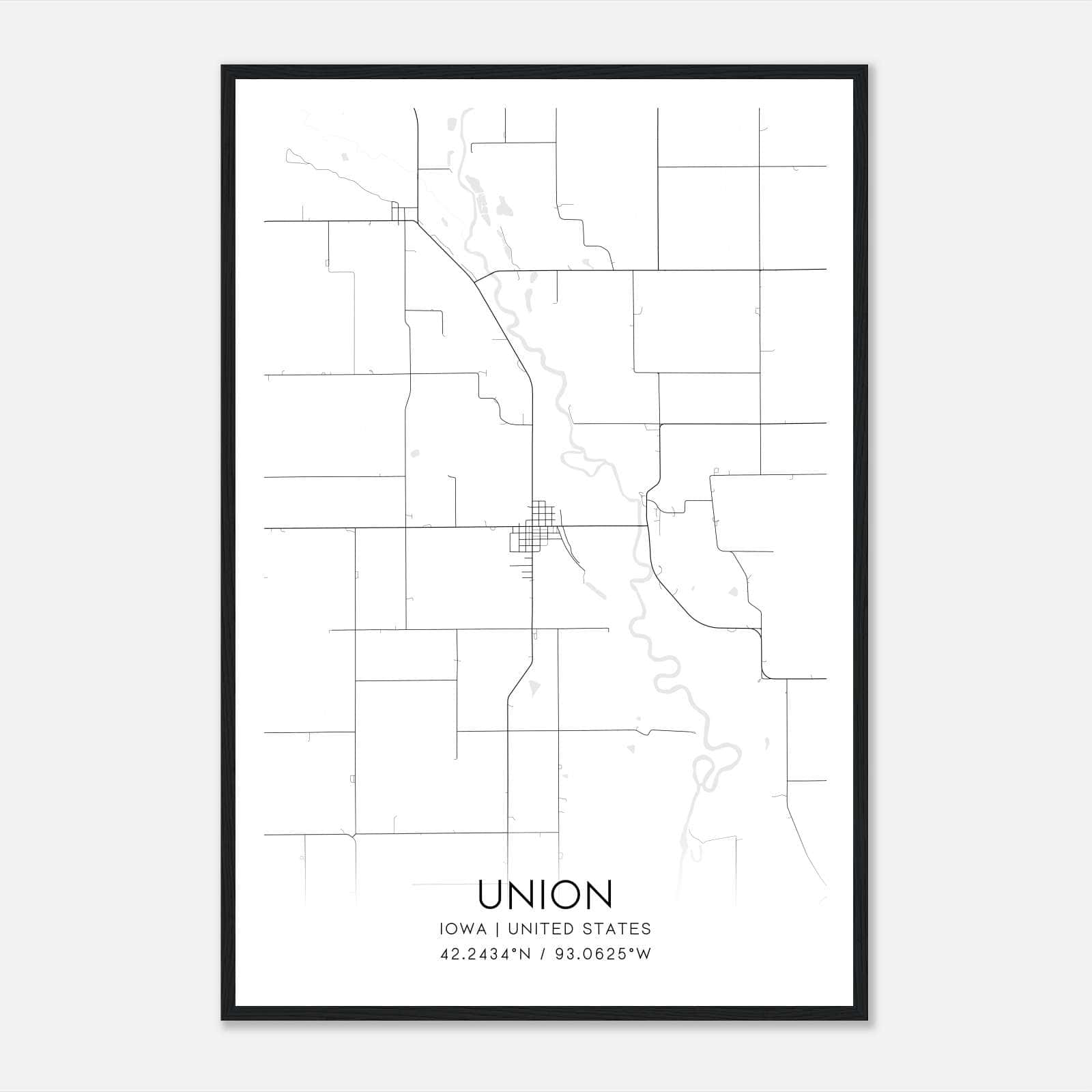 Union Iowa Map Poster, Modern Home Decor Wall Art Print Union Iowa Map Poster, Modern Home Decor Wall Art Print