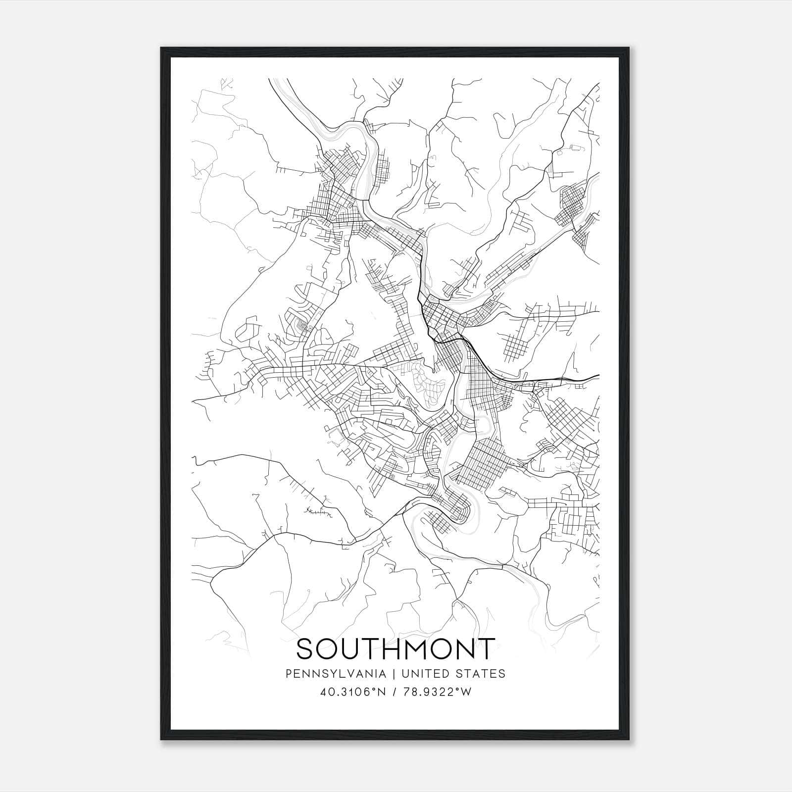 Southmont Pennsylvania Map Poster, Modern Home Decor Wall Art Print Southmont Pennsylvania Map Poster, Modern Home Decor Wall Art Print