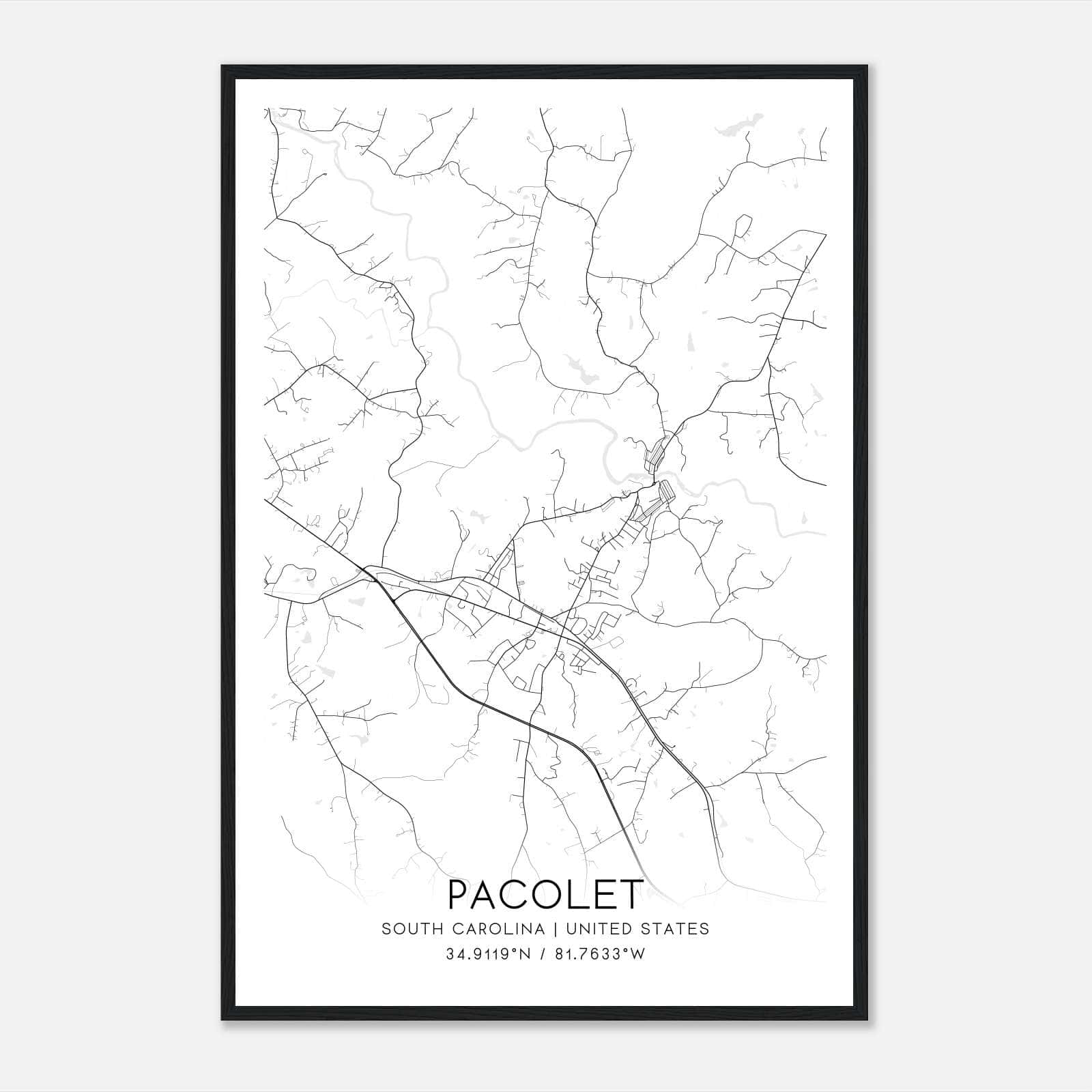 Pacolet South Carolina Map Poster, Modern Home Decor Wall Art Print Pacolet South Carolina Map Poster, Modern Home Decor Wall Art Print