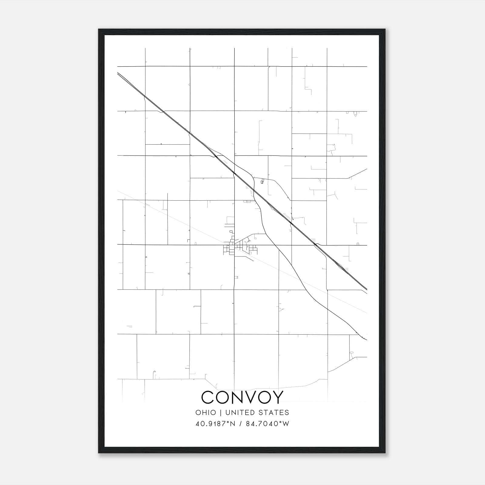 Convoy Ohio Map Poster, Modern Home Decor Wall Art Print Convoy Ohio Map Poster, Modern Home Decor Wall Art Print
