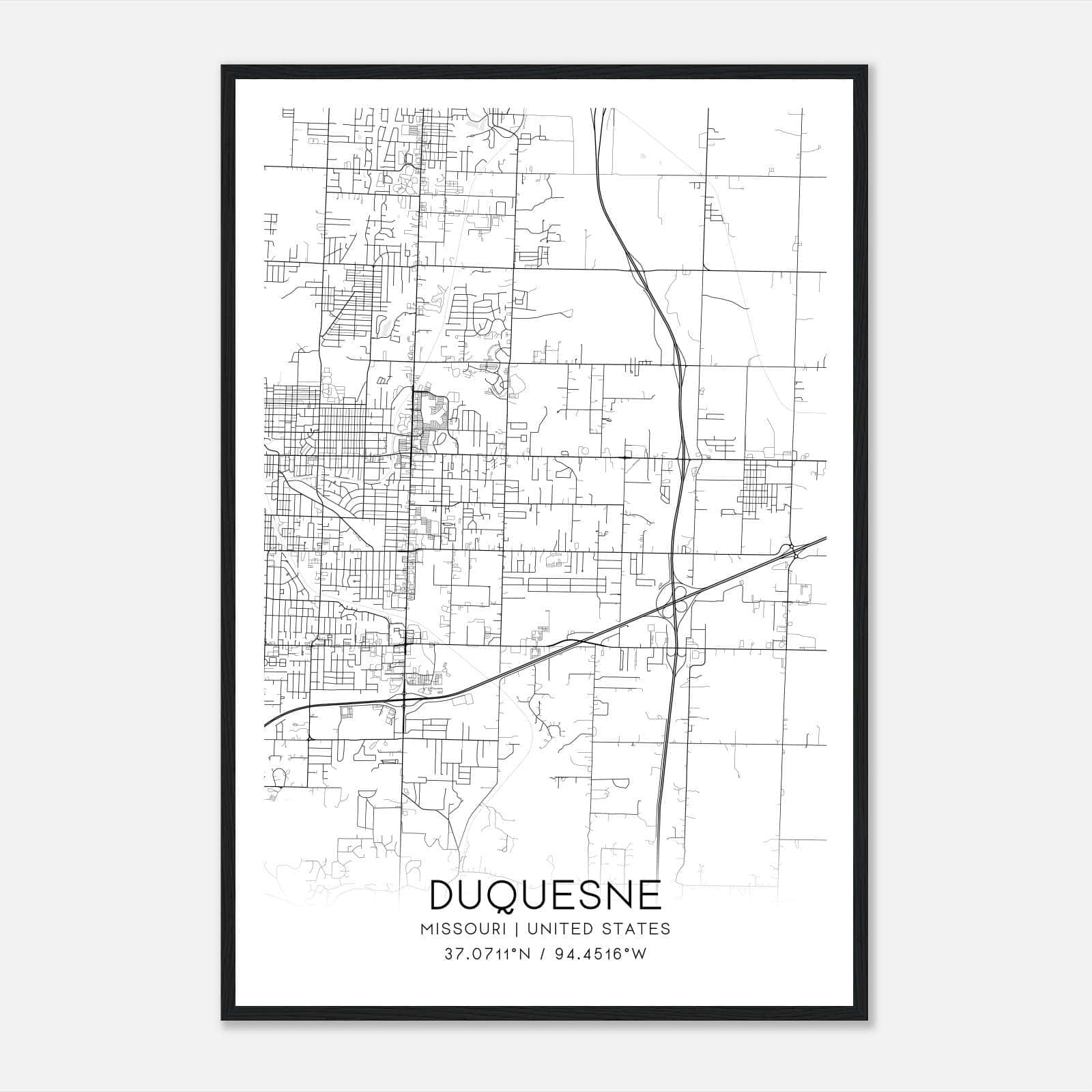 Duquesne Missouri Map Poster, Modern Home Decor Wall Art Print Duquesne Missouri Map Poster, Modern Home Decor Wall Art Print