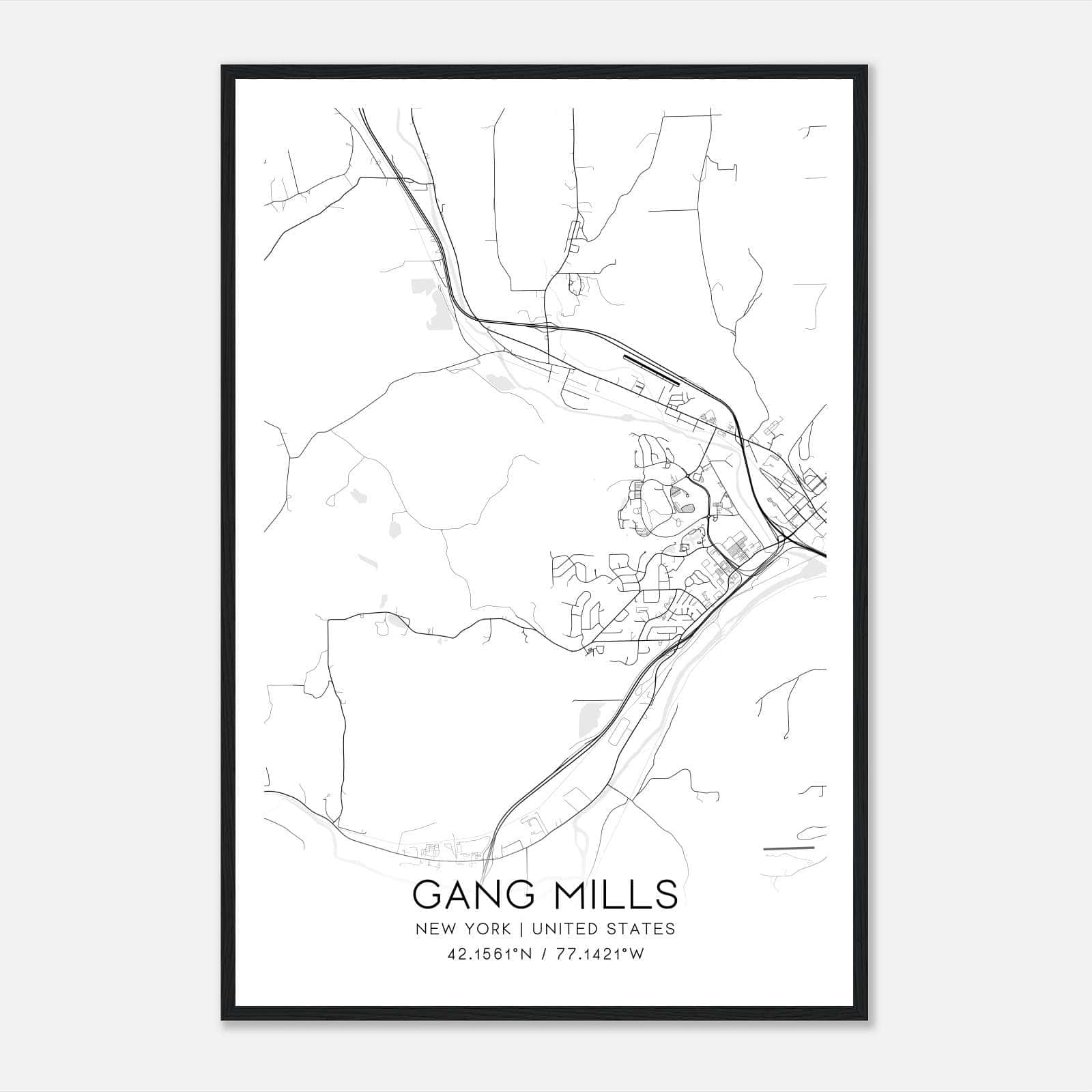 Gang Mills New York Map Poster, Modern Home Decor Wall Art Print Gang Mills New York Map Poster, Modern Home Decor Wall Art Print