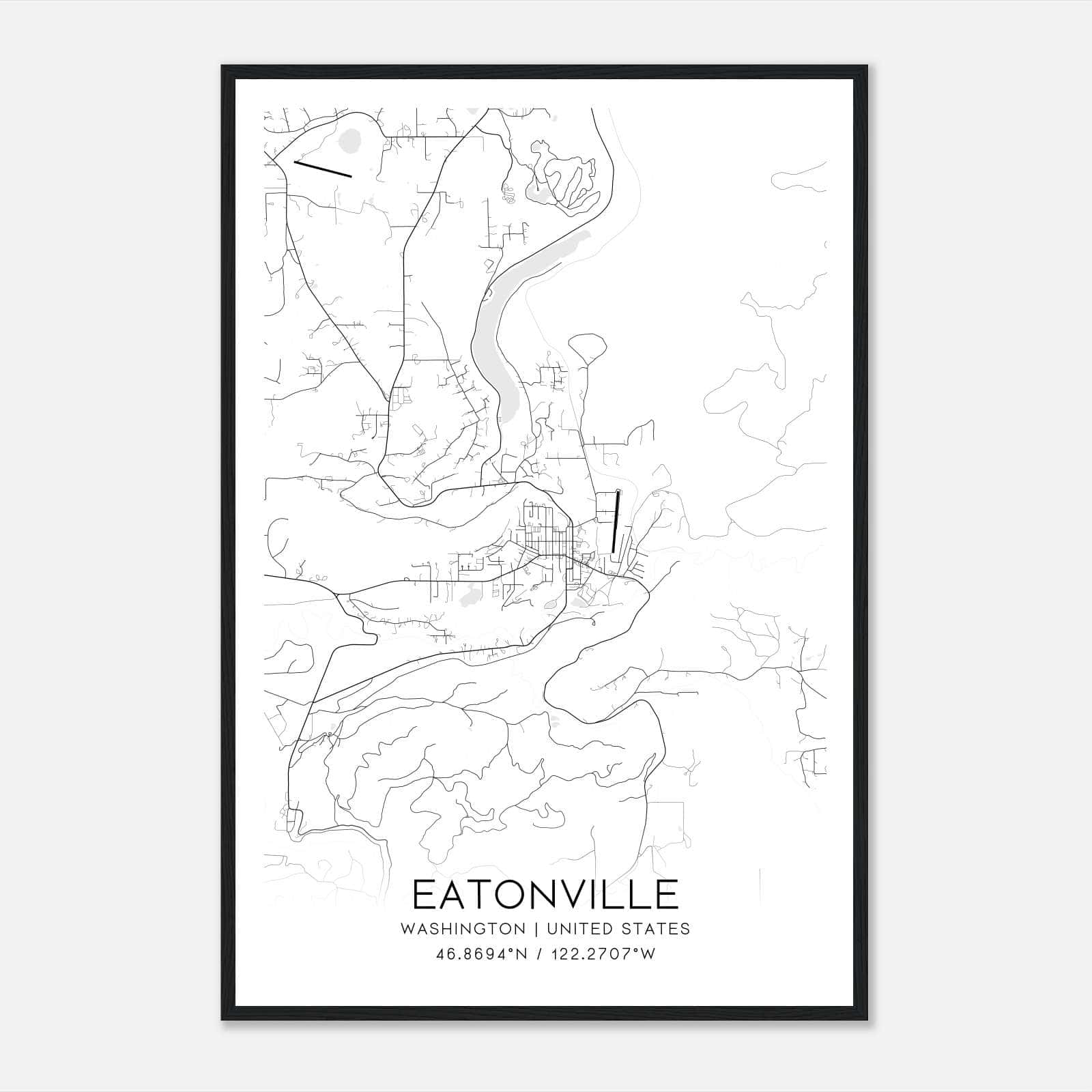 Eatonville Washington Map Poster, Modern Home Decor Wall Art Print Eatonville Washington Map Poster, Modern Home Decor Wall Art Print