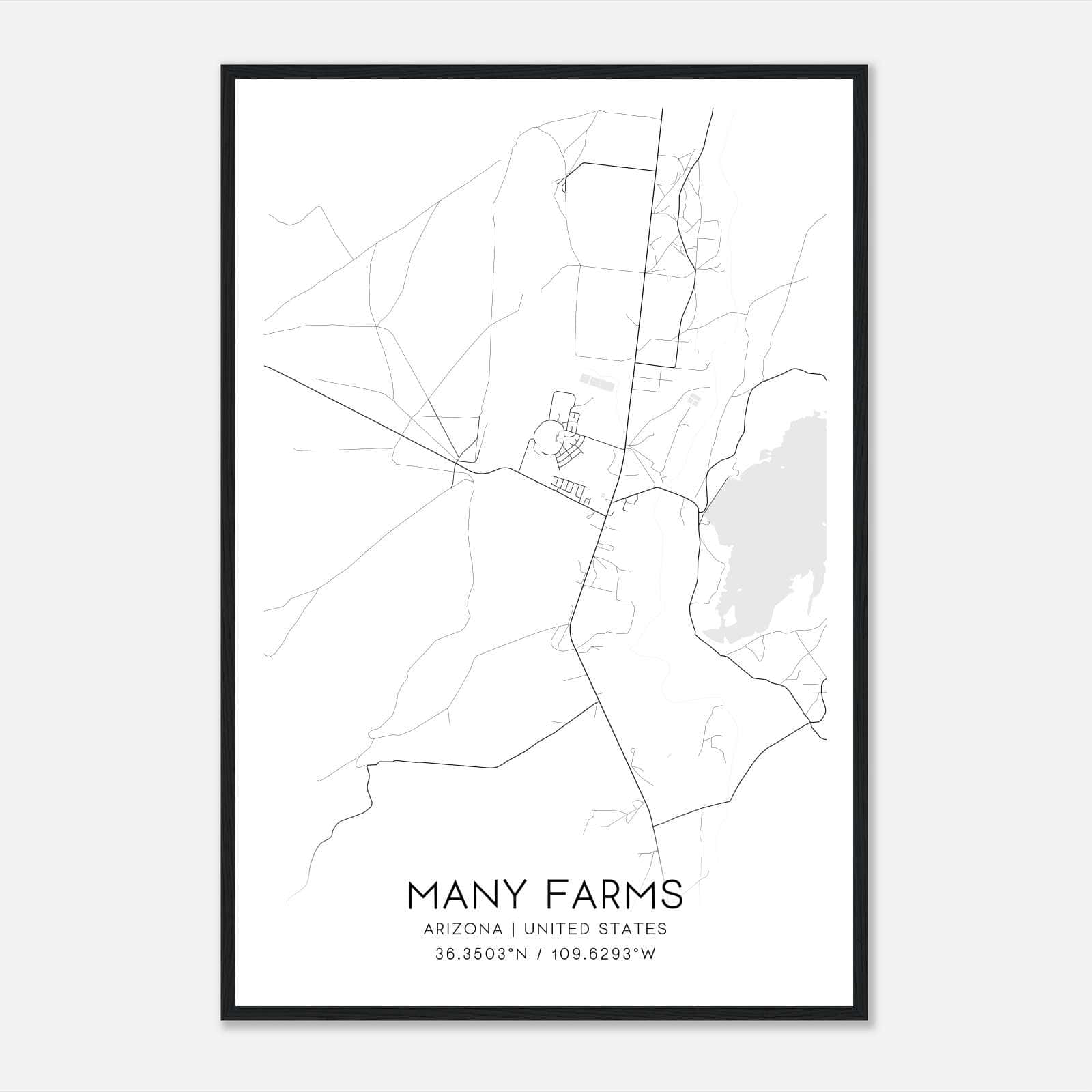 Many Farms Arizona Map Poster, Modern Home Decor Wall Art Print Many Farms Arizona Map Poster, Modern Home Decor Wall Art Print