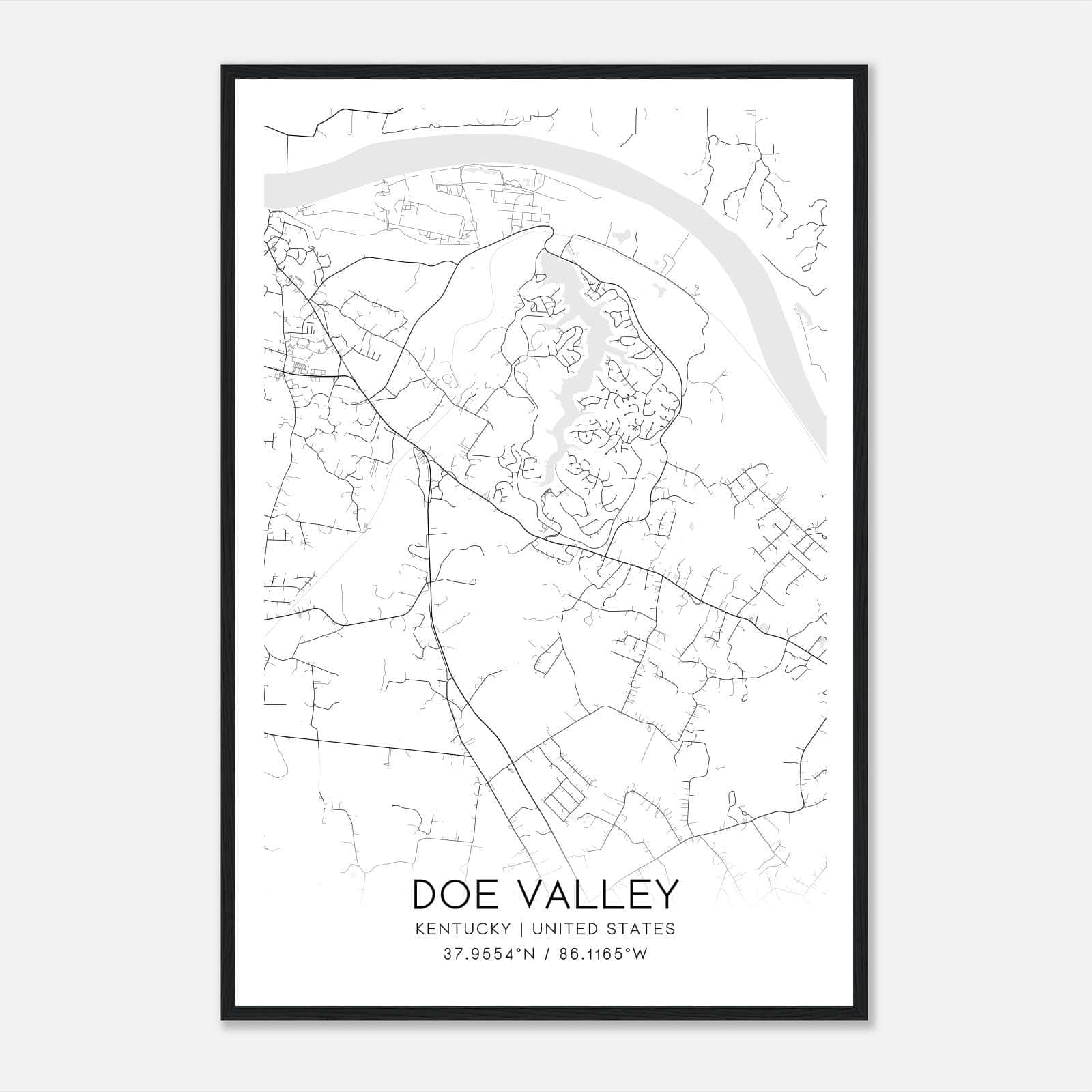 Doe Valley Kentucky Map Poster, Modern Home Decor Wall Art Print Doe Valley Kentucky Map Poster, Modern Home Decor Wall Art Print