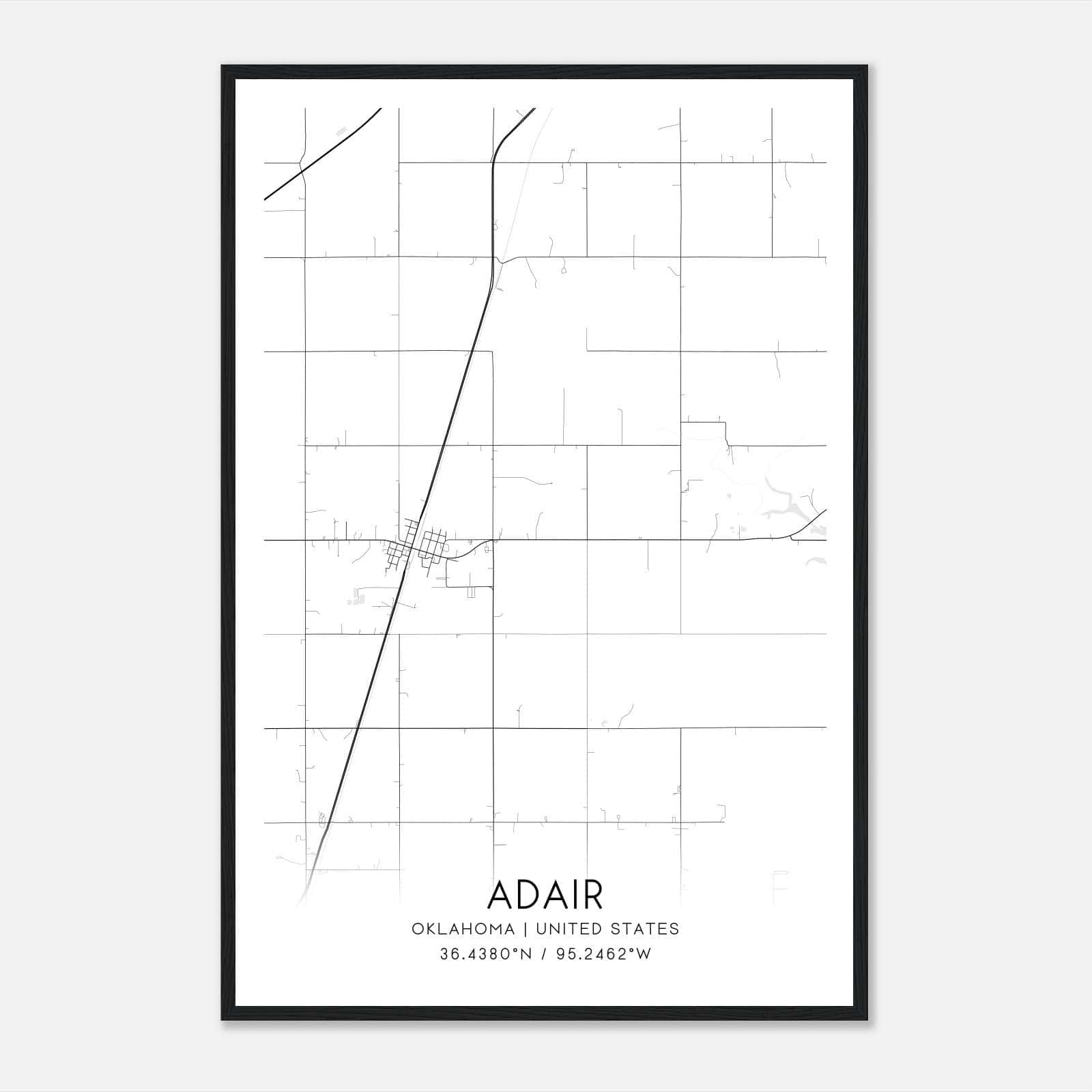 Adair Oklahoma Map Poster, Modern Home Decor Wall Art Print