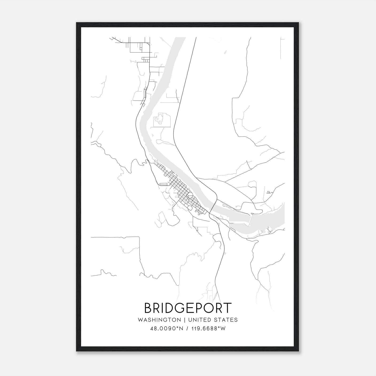 Bridgeport Washington Map Poster, Modern Home Decor Wall Art Print Bridgeport Washington Map Poster, Modern Home Decor Wall Art Print