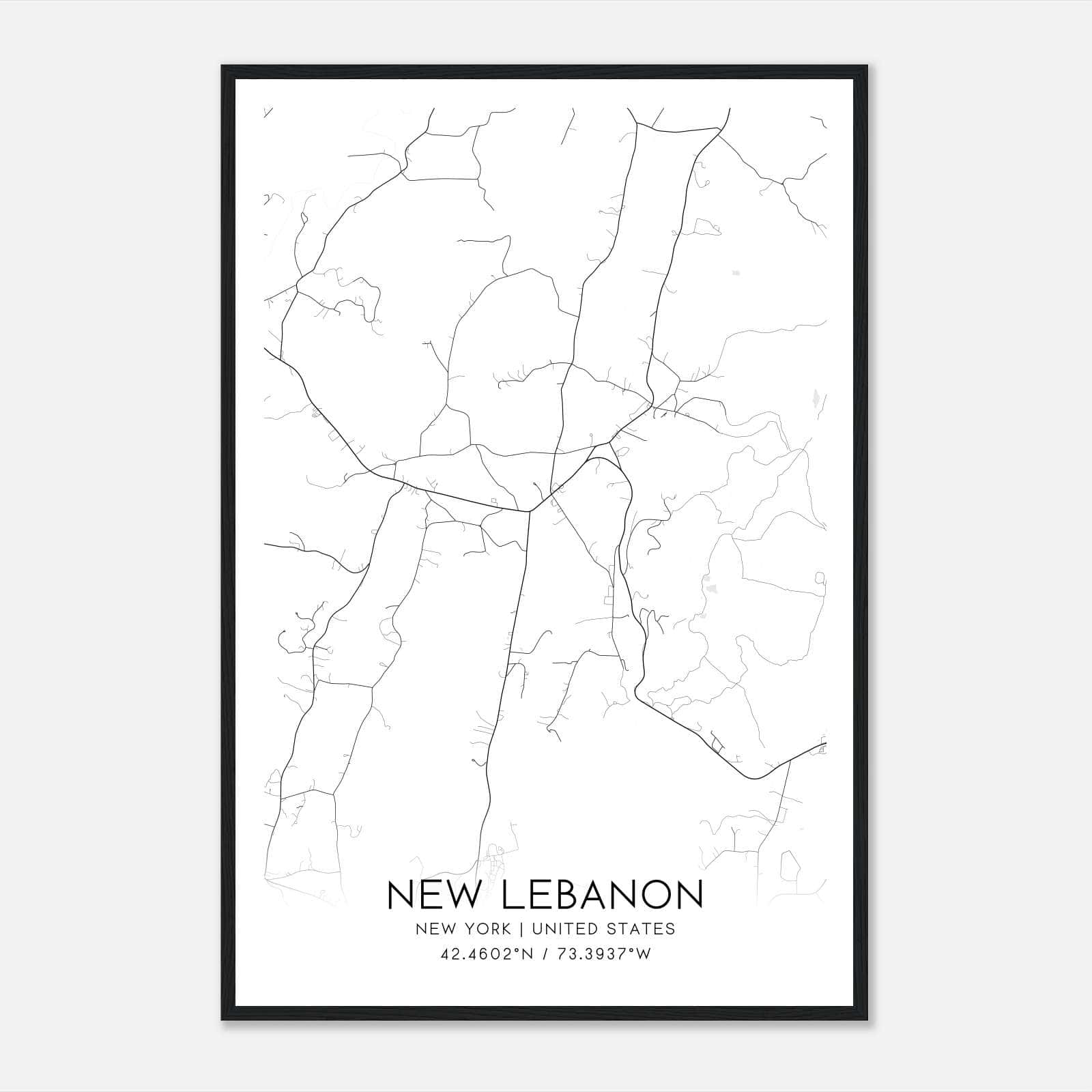 New Lebanon New York Map Poster, Modern Home Decor Wall Art Print New Lebanon New York Map Poster, Modern Home Decor Wall Art Print