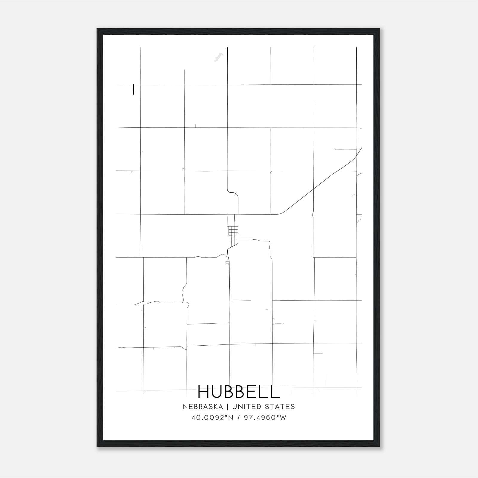 Hubbell Nebraska Map Poster, Modern Home Decor Wall Art Print Hubbell Nebraska Map Poster, Modern Home Decor Wall Art Print