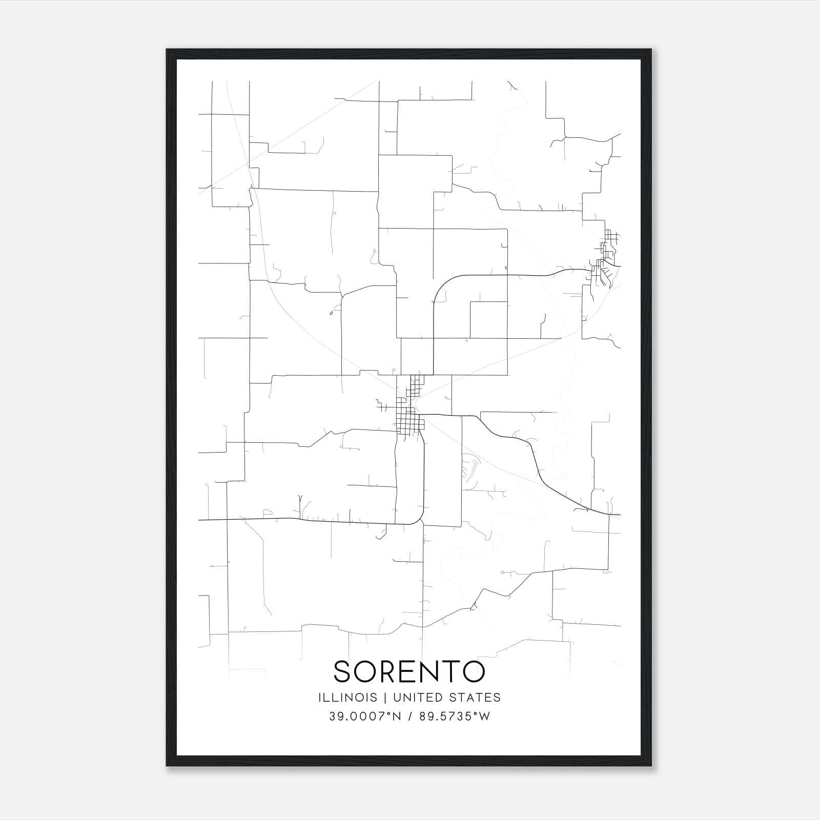 Sorento Illinois Map Poster, Modern Home Decor Wall Art Print Sorento Illinois Map Poster, Modern Home Decor Wall Art Print