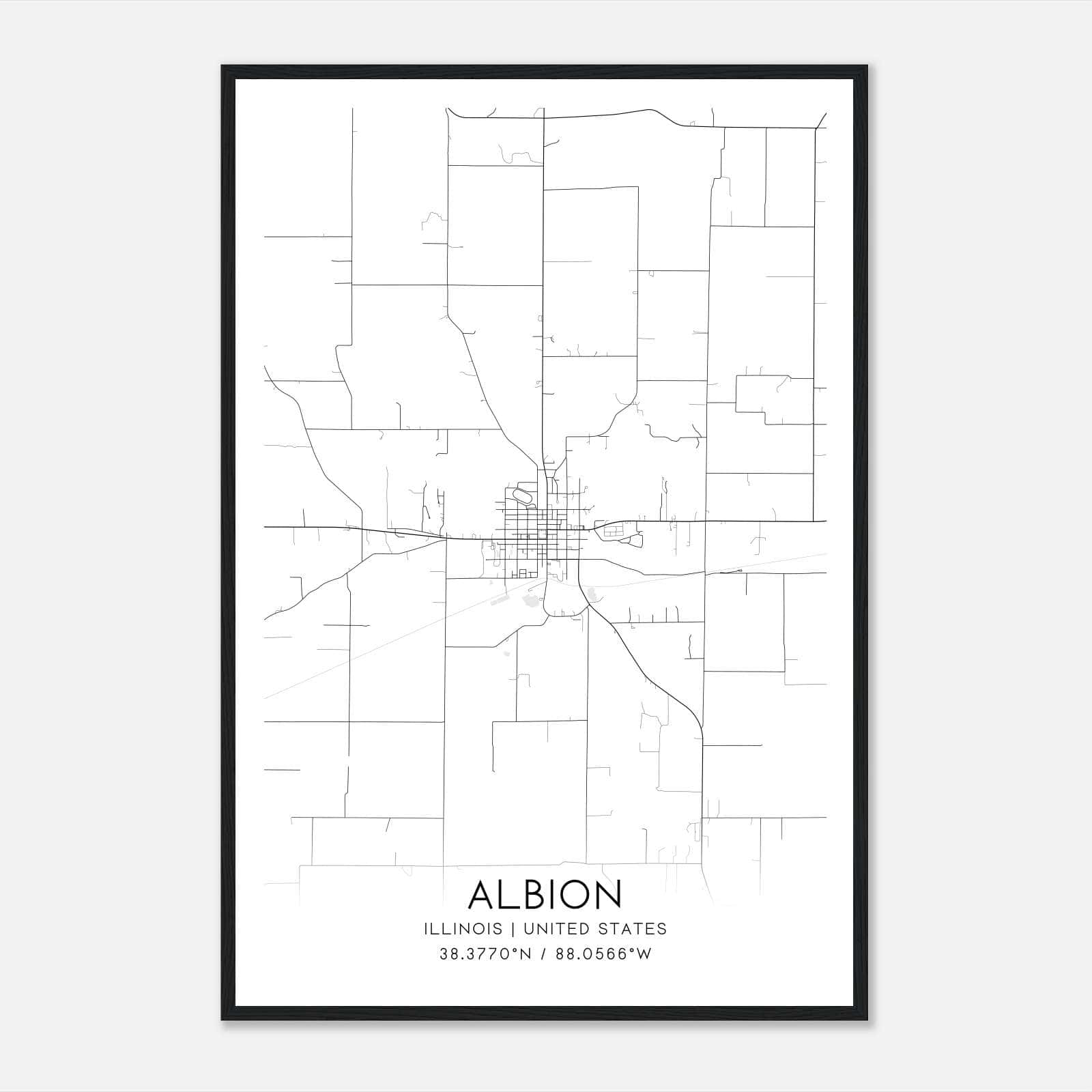 Albion Illinois Map Poster, Modern Home Decor Wall Art Print Albion Illinois Map Poster, Modern Home Decor Wall Art Print