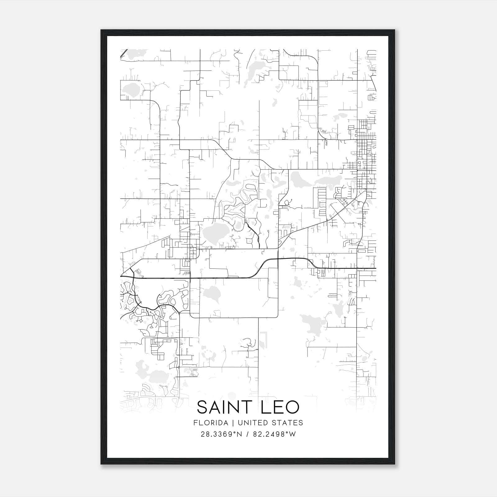 Saint Leo Florida Map Poster, Modern Home Decor Wall Art Print Saint Leo Florida Map Poster, Modern Home Decor Wall Art Print