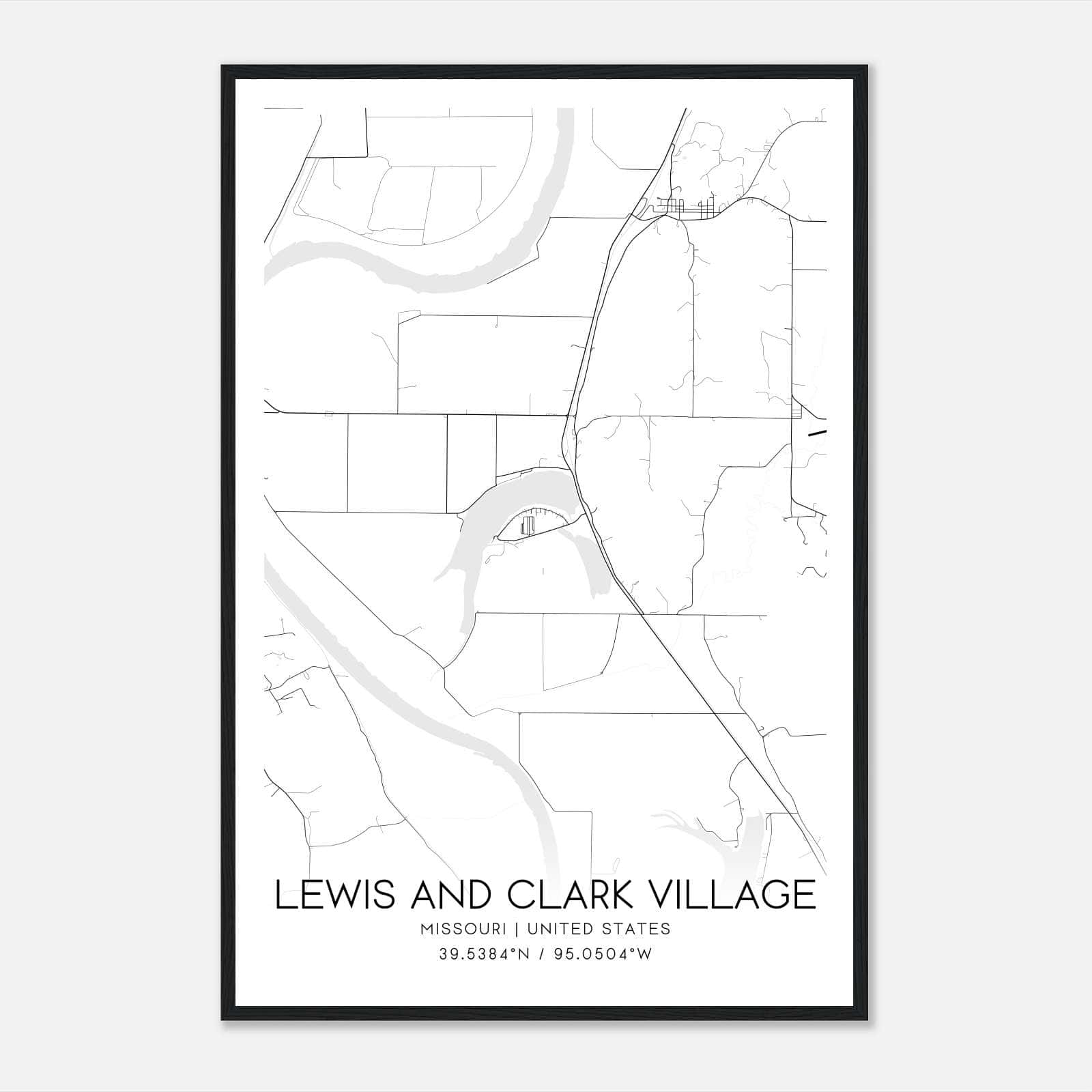 Lewis And Clark Village Missouri Map Poster, Modern Home Decor Wall Art Print Lewis And Clark Village Missouri Map Poster, Modern Home Decor Wall Art Print
