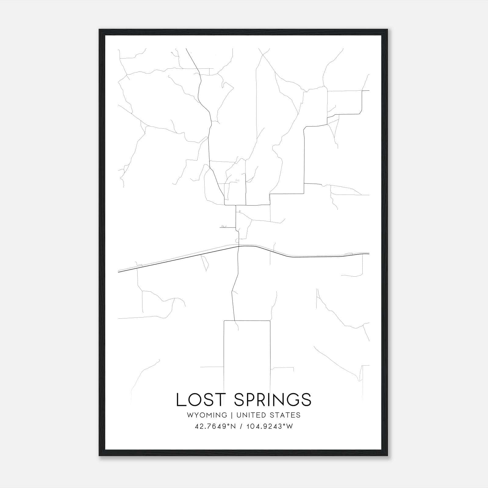 Lost Springs Wyoming Map Poster, Modern Home Decor Wall Art Print Lost Springs Wyoming Map Poster, Modern Home Decor Wall Art Print