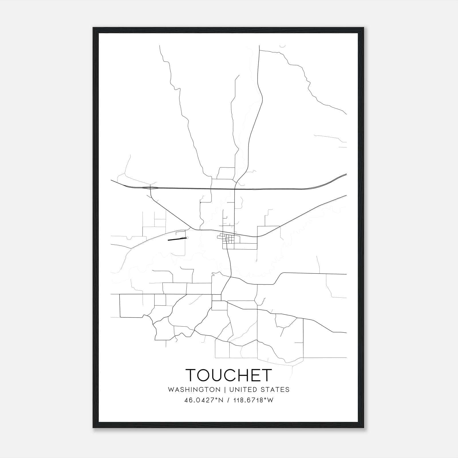 Touchet Washington Map Poster, Modern Home Decor Wall Art Print Touchet Washington Map Poster, Modern Home Decor Wall Art Print