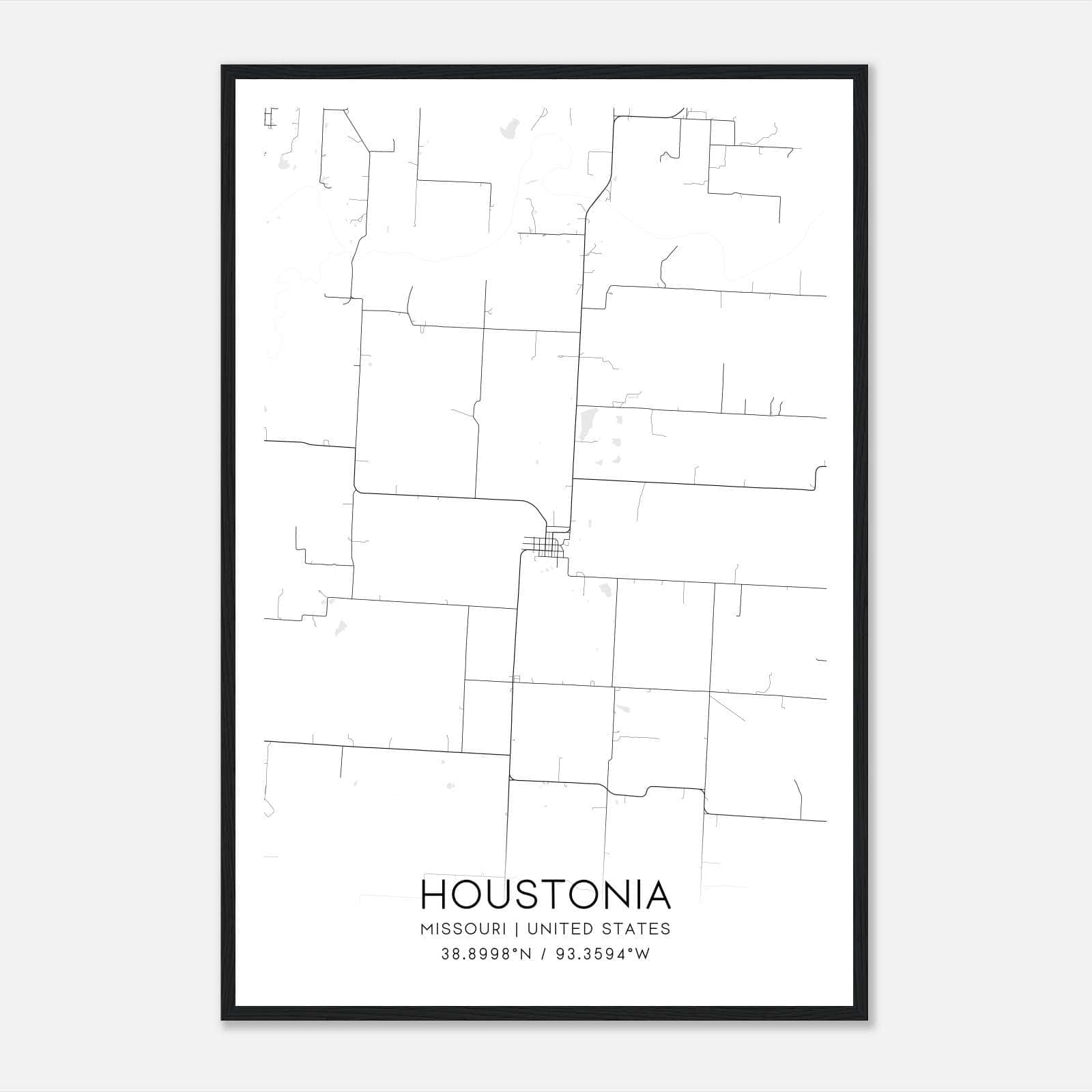 Houstonia Missouri Map Poster, Modern Home Decor Wall Art Print Houstonia Missouri Map Poster, Modern Home Decor Wall Art Print