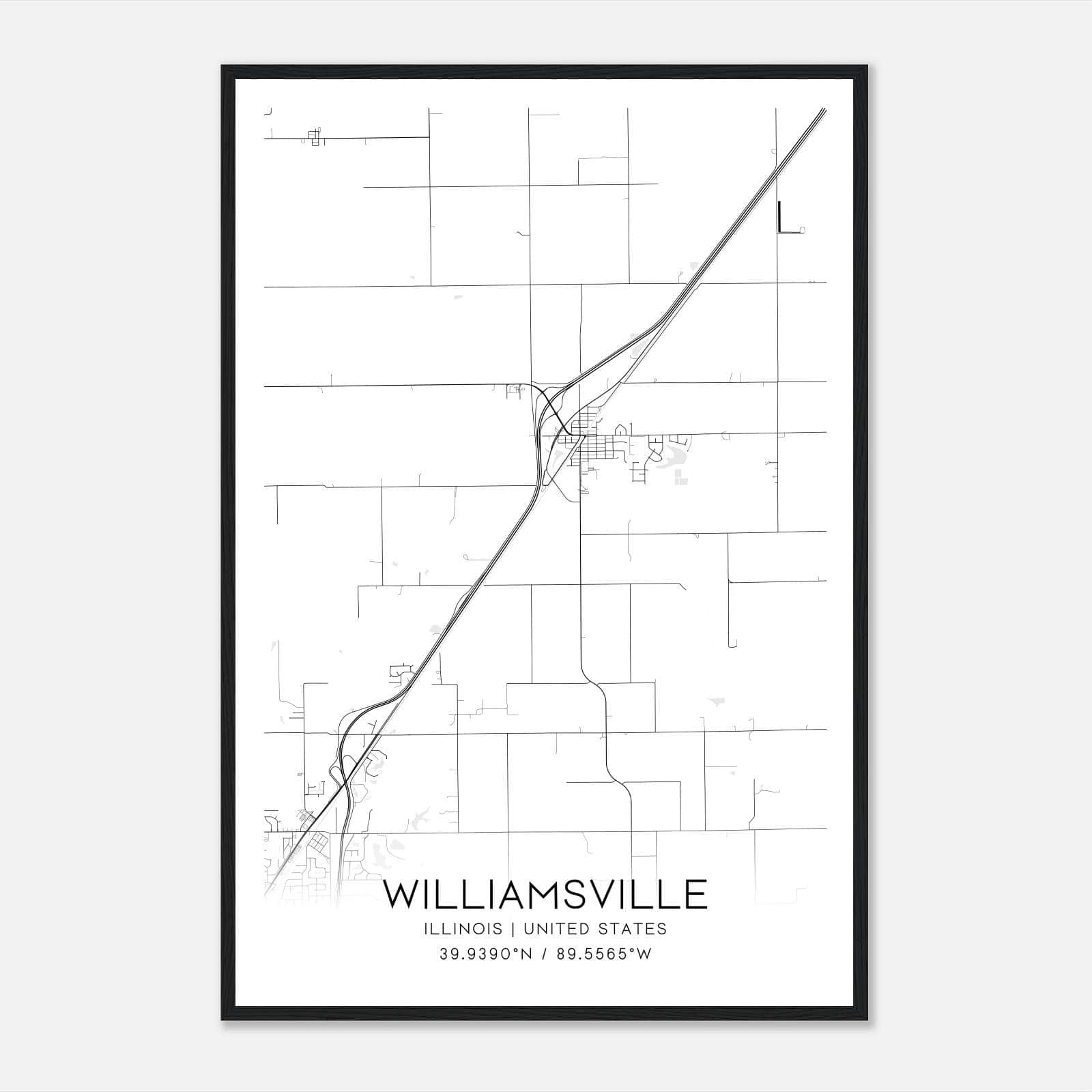 Williamsville Illinois Map Poster, Modern Home Decor Wall Art Print Williamsville Illinois Map Poster, Modern Home Decor Wall Art Print